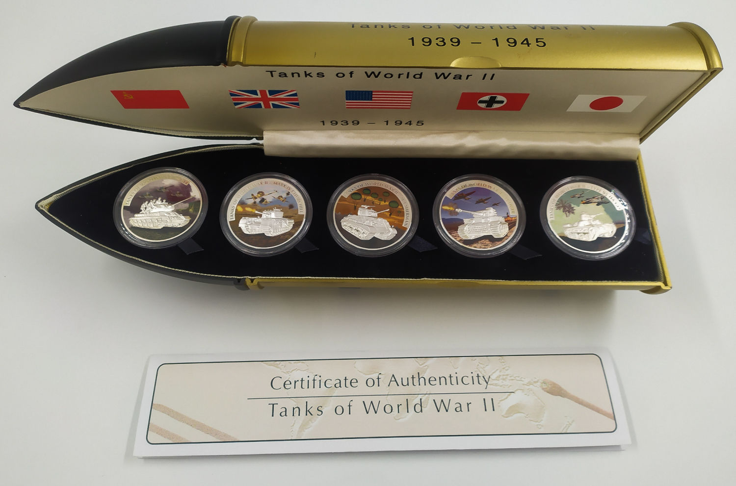 Liberia - 2008 - World War II tanks. 5 pure silver coins of 5$ - 1 0