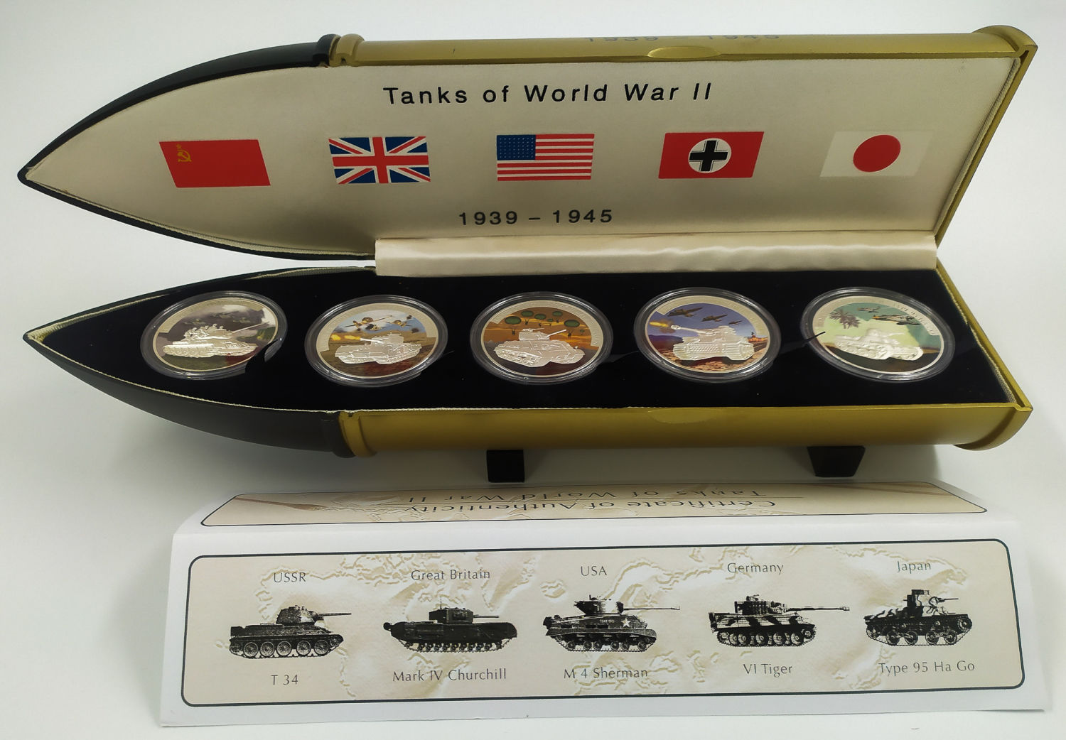 Liberia - 2008 - World War II tanks. 5 pure silver coins of 5$ - 1 2