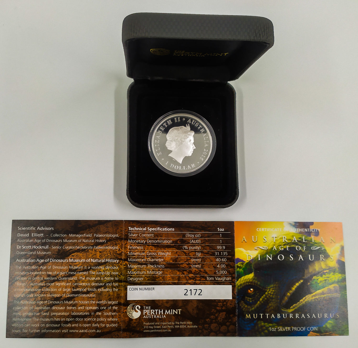 Australia - 2015, set of 2 coins $ 1 pure silver dinosaurs. - 1 7