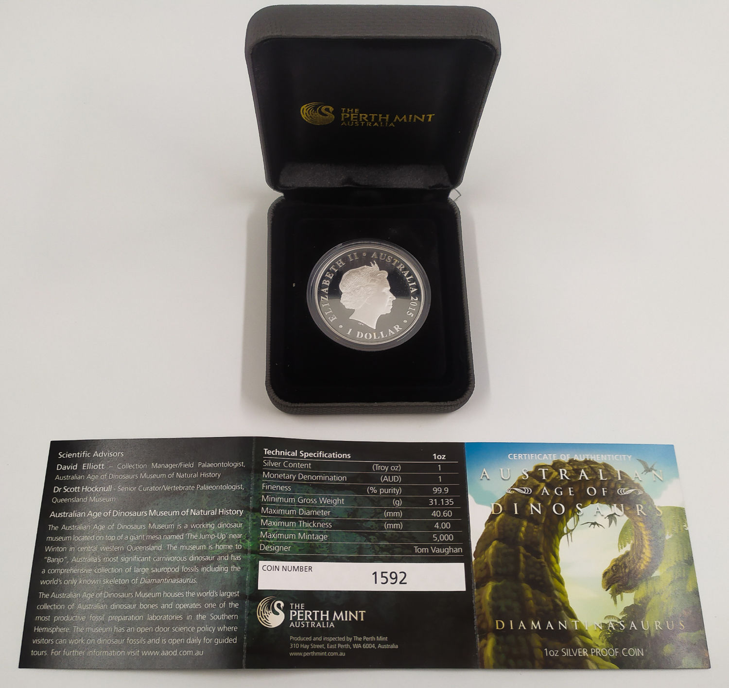 Australia - 2015, set of 2 coins $ 1 pure silver dinosaurs. - 1 3
