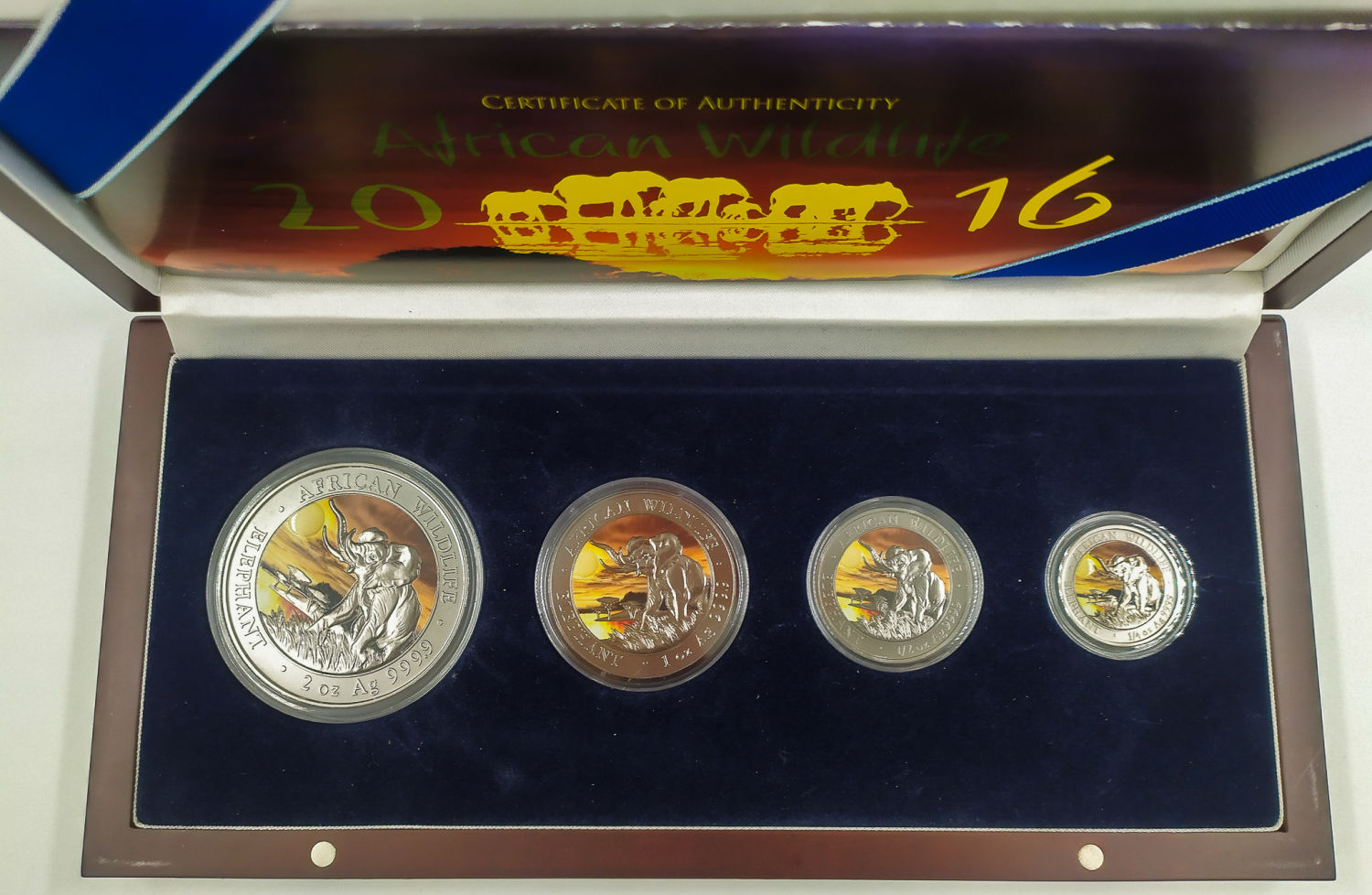 Somalia - 25, 50, 100 & 200 Shilling 2016 African Somalia Wildlife Sunset Set - (Rutehnium Colour) - 1/4 oz - 2 oz ... - 1 1