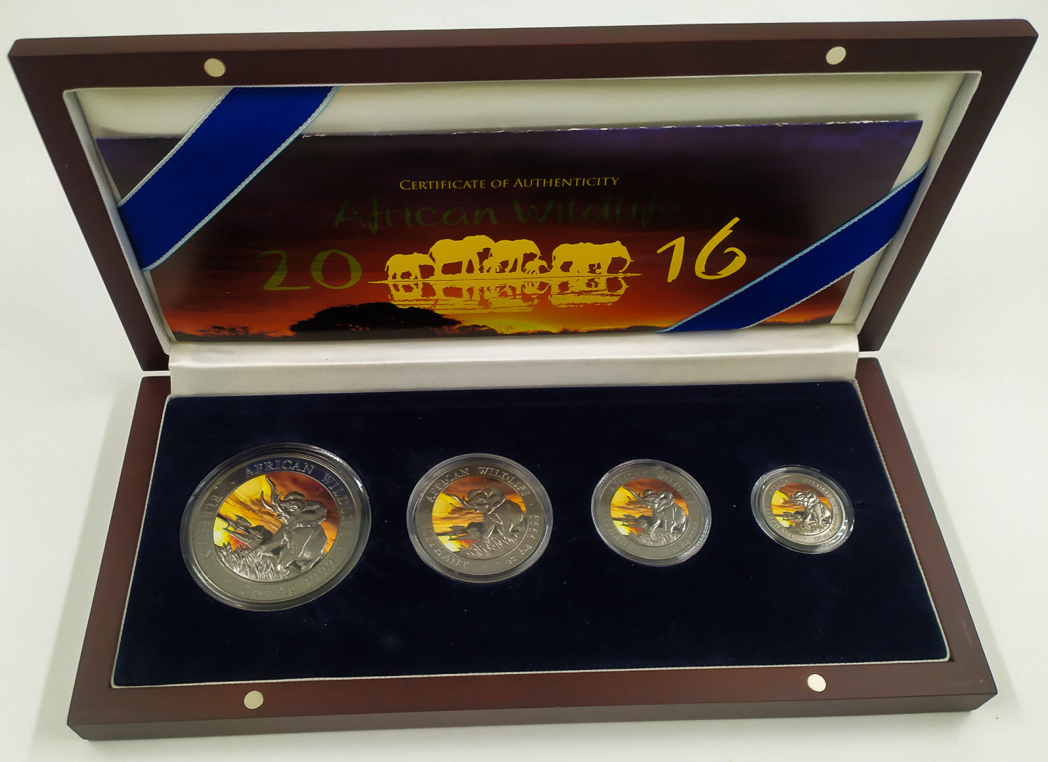 Somalia - 25, 50, 100 & 200 Shilling 2016 African Somalia Wildlife Sunset Set - (Rutehnium Colour) - 1/4 oz - 2 oz ... - 1 0