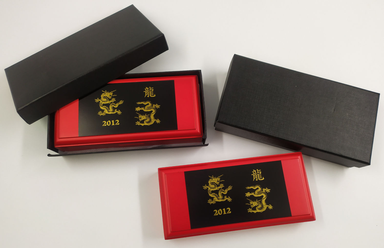 Palau - 2012, Year of the Dragon, 4 silver coins in gold plating and color - 1 3