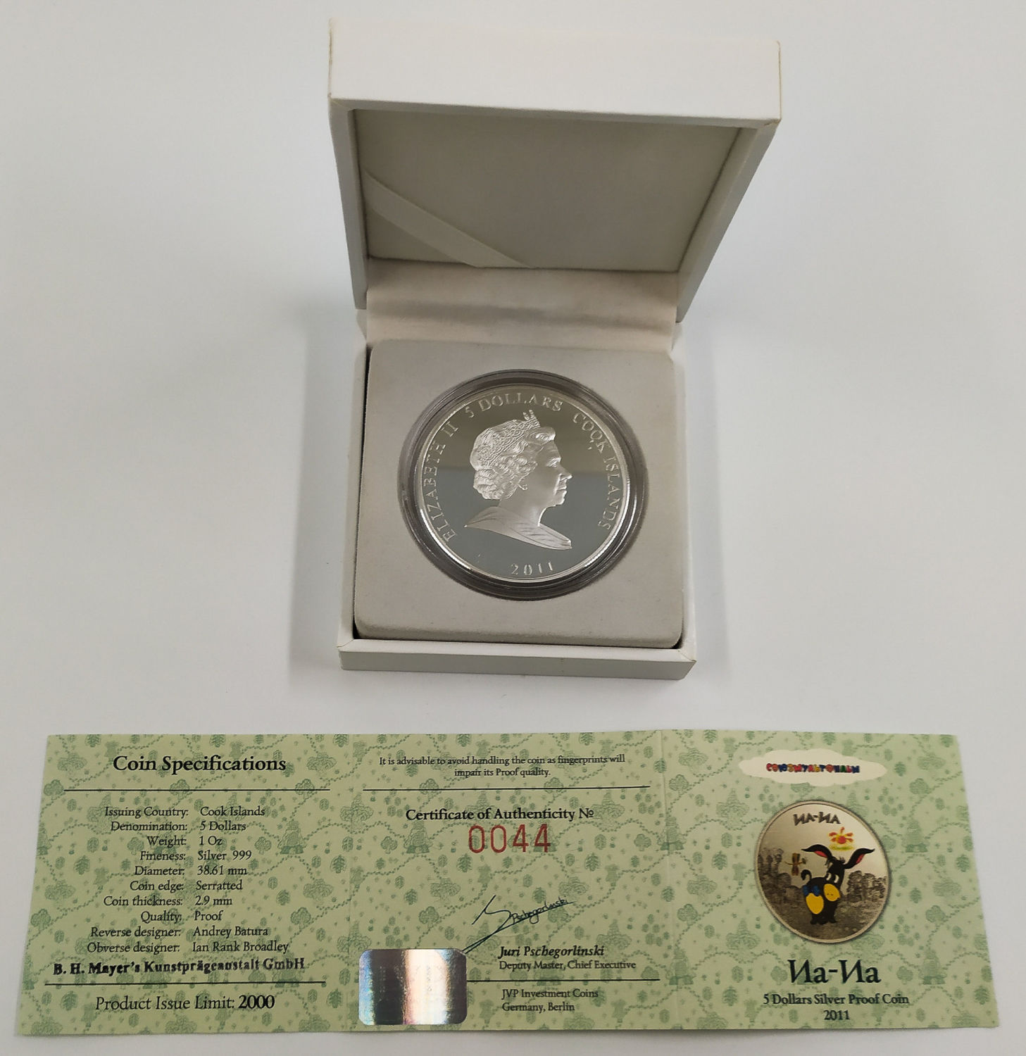 Cook Islands - 5 Dollar 2011 ' Winnie-the-Pooh Ia-Ia' - 1 oz - Silver - 1 2