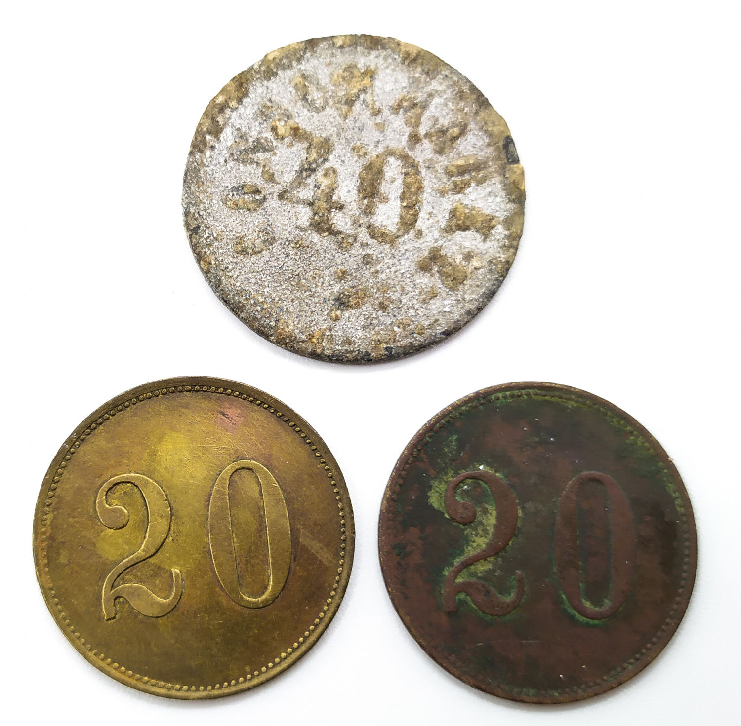 Palestine - Templar colonies tokens - 20, 40 Paras 1880-1917 - First and third series - 1 0