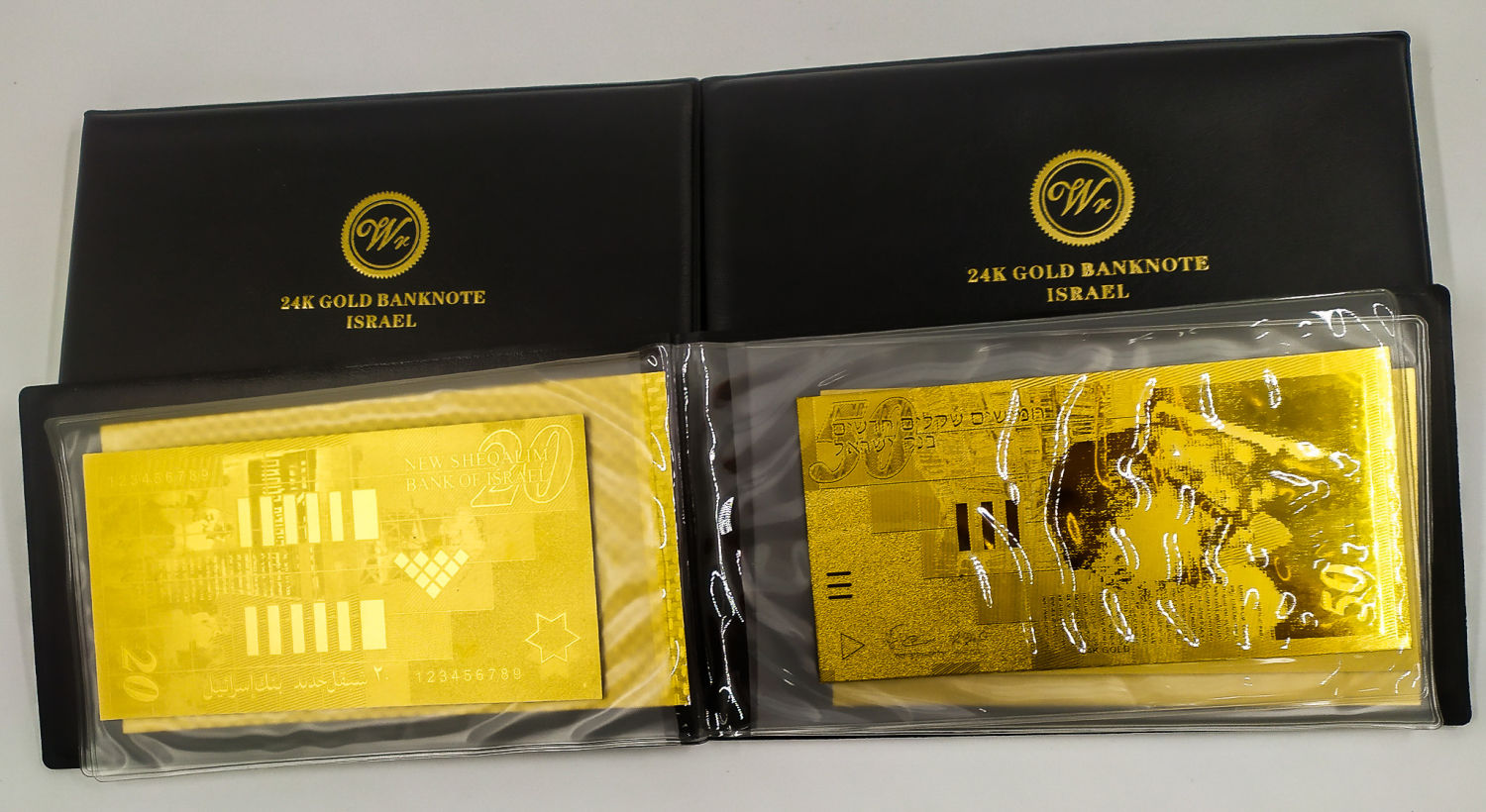 Israel - Lot of 3 sets containing 4 pure gold-plated replica banknotes - The New Shekel Series B - 1 2