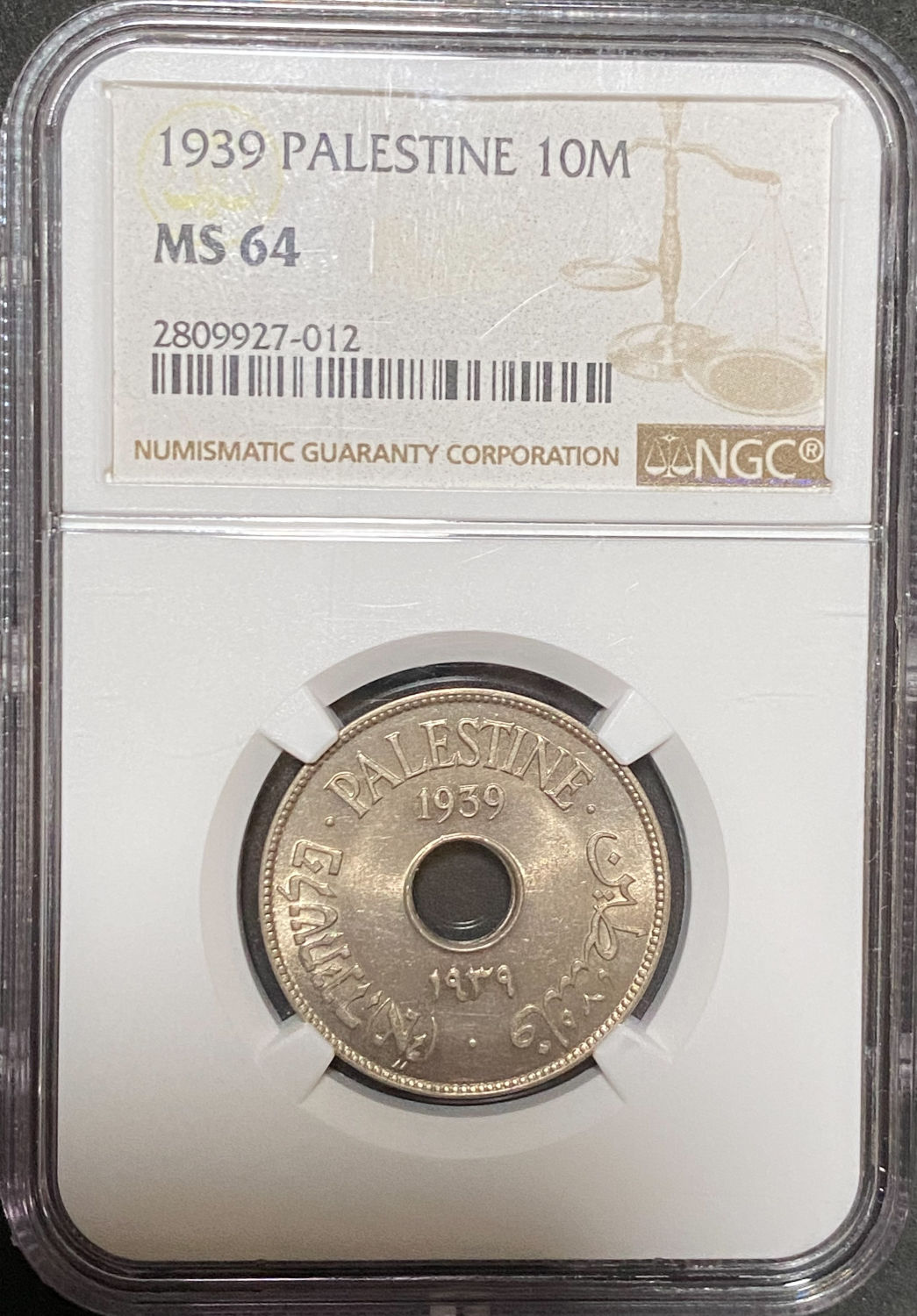 Palestine - 10 Mils 1939 - NGC MS 64 - 1 2