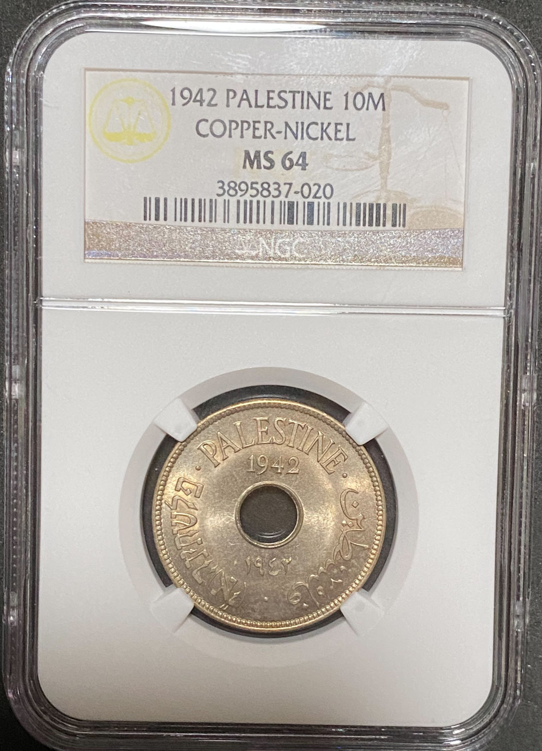 Palestine - 10 Mils 1944 - NGC MS 64 - 1 2