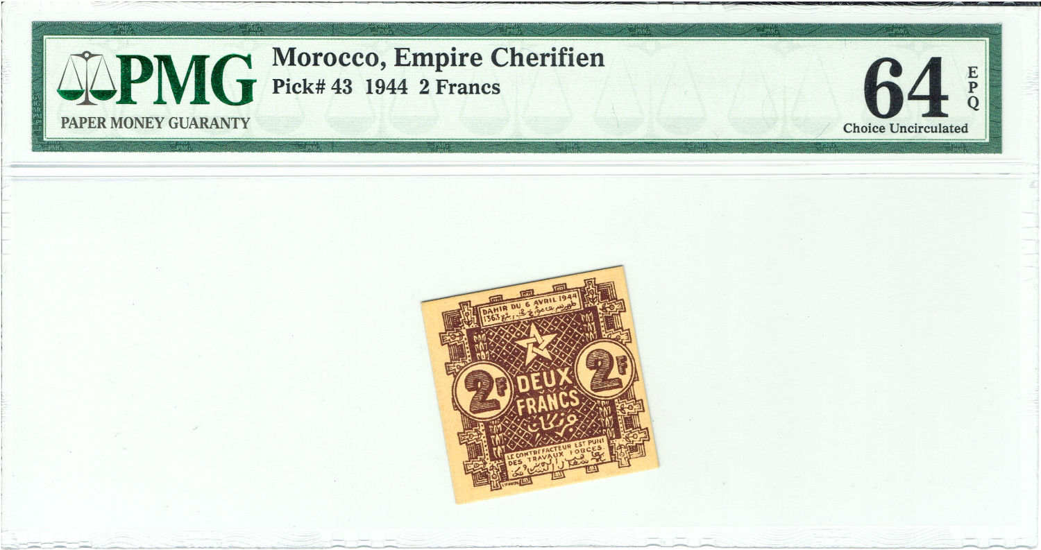 Morocco - 2 Francs 1944 - PMG UNC 64 EPQ - 1 0