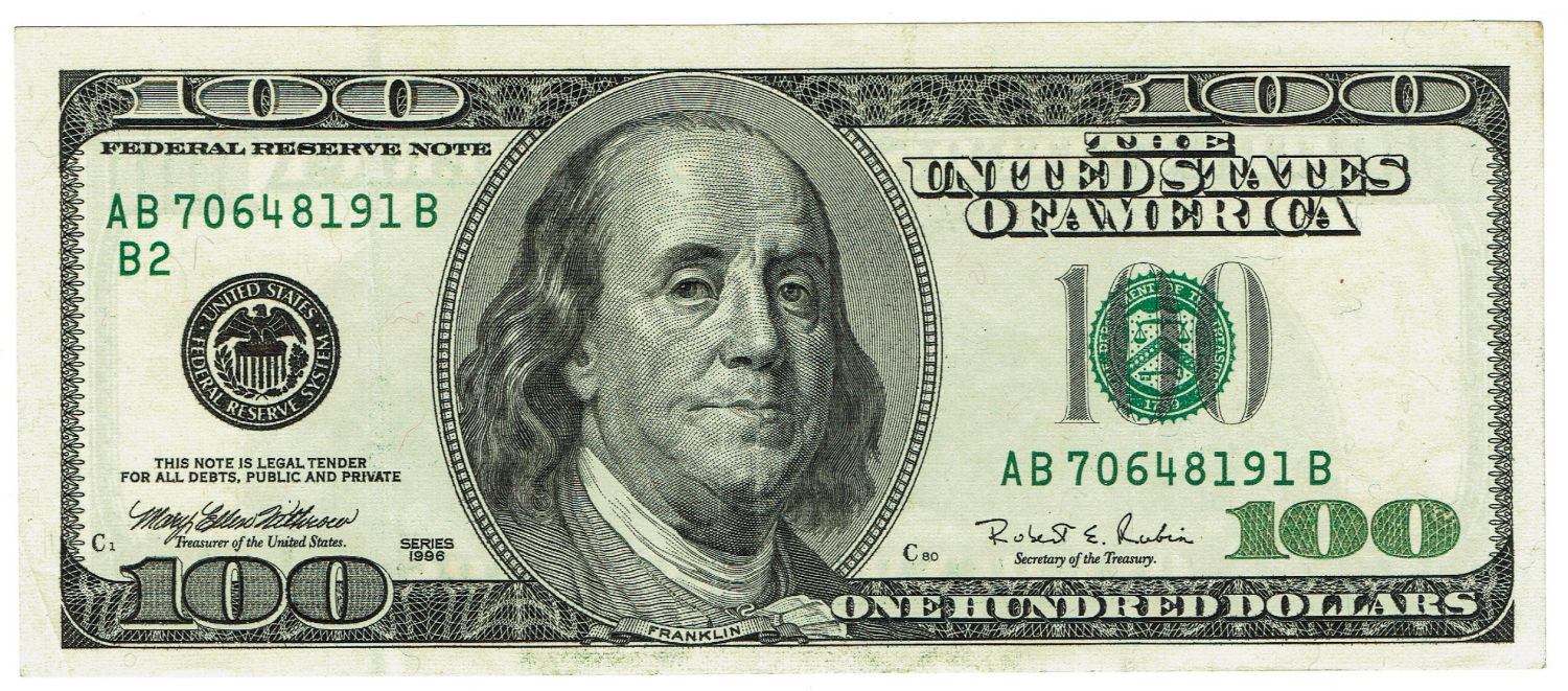 USA - banknote of 100 Dollar 1996 - Printing Error - Off center - 1 1