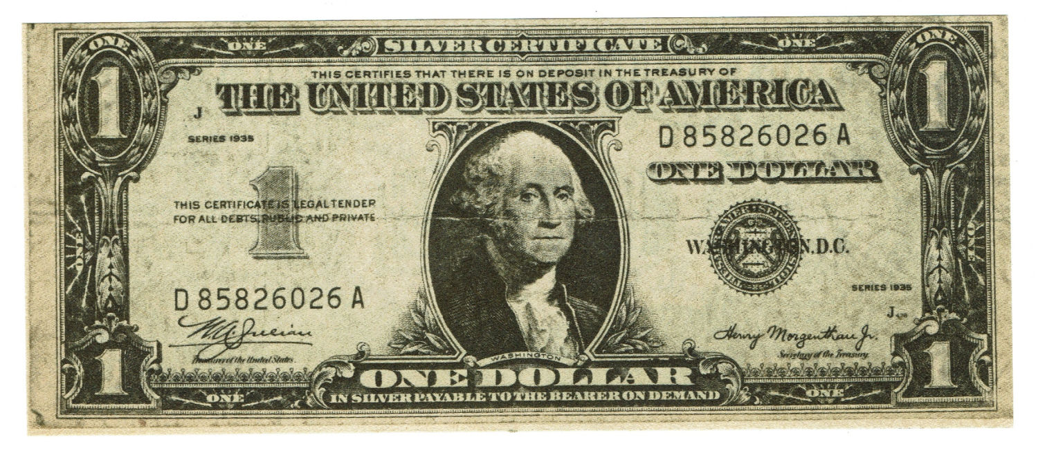 USA - 1 Dollar 1935 - Antisemitic Script at the back of the note - 1 0