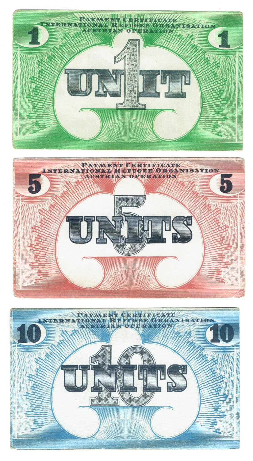 Austria - 1, 5 and 10 Units 1946' - Concentration, labor and extermination camp - UNRRA - 1 1