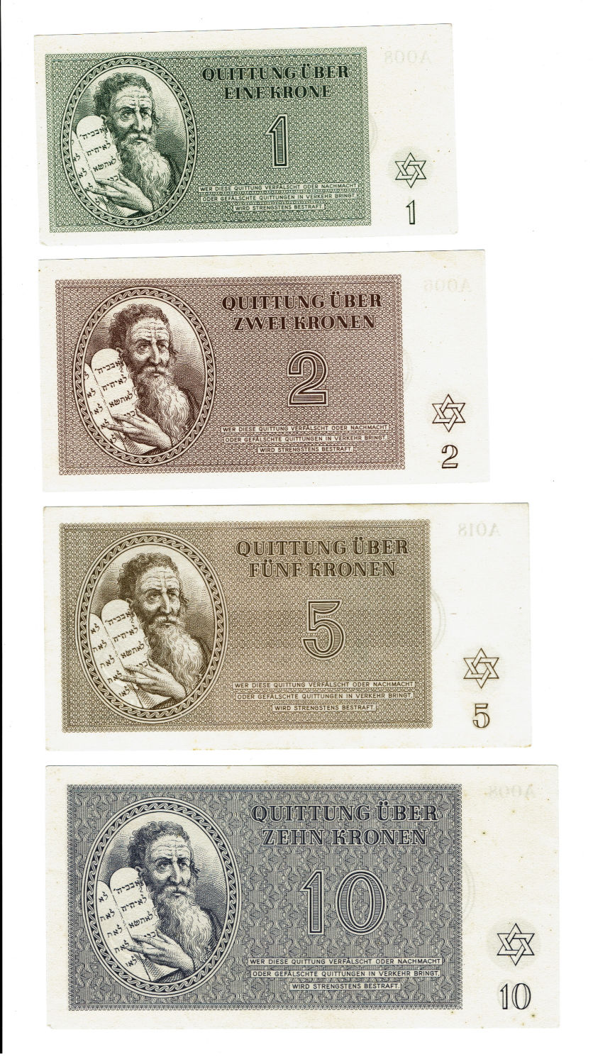 Czechoslovakia - 7 Banknotes 1-100 Kronen 1943 - Theresientadt Ghetto. - 1 1