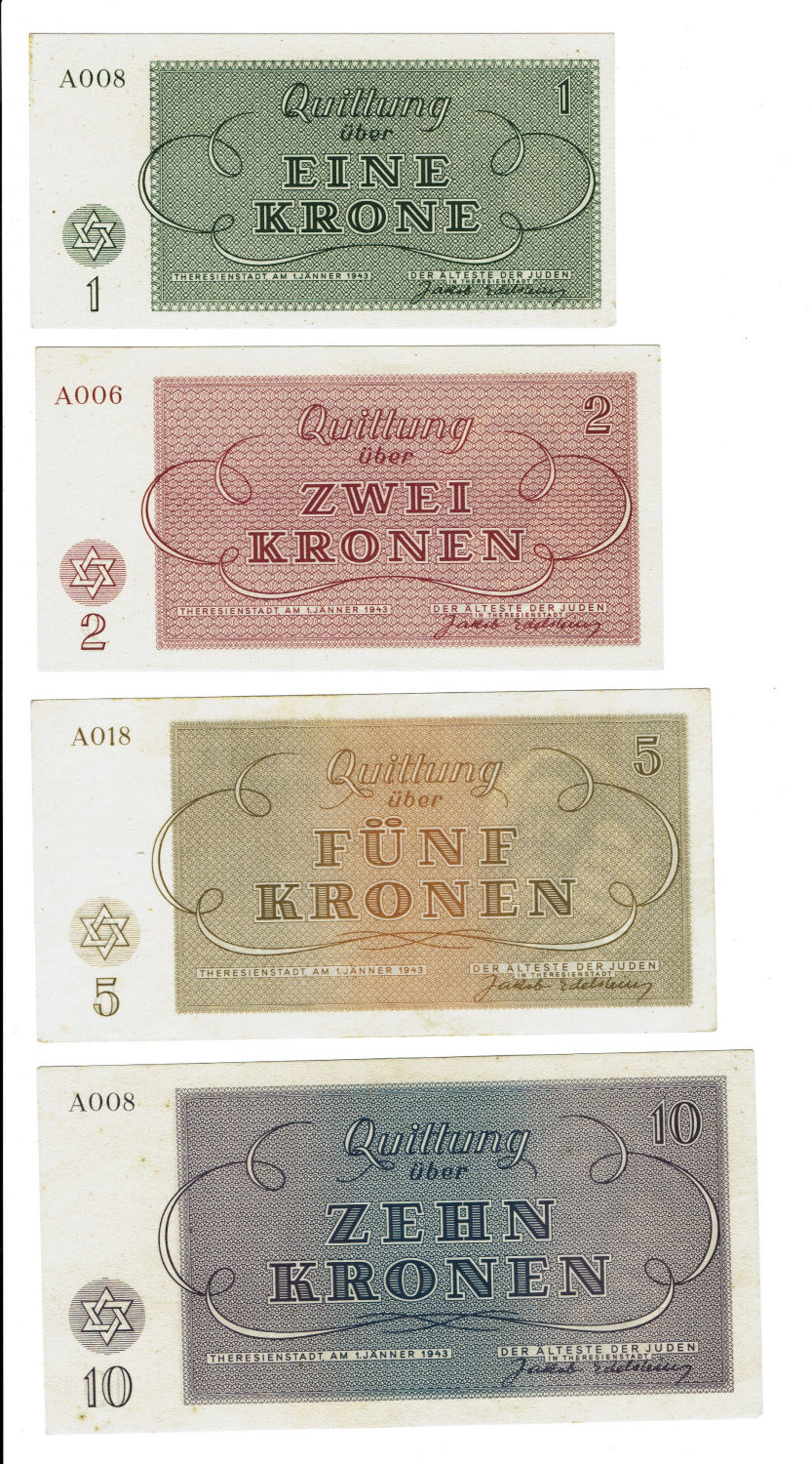 Czechoslovakia - 7 Banknotes 1-100 Kronen 1943 - Theresientadt Ghetto. - 1 2