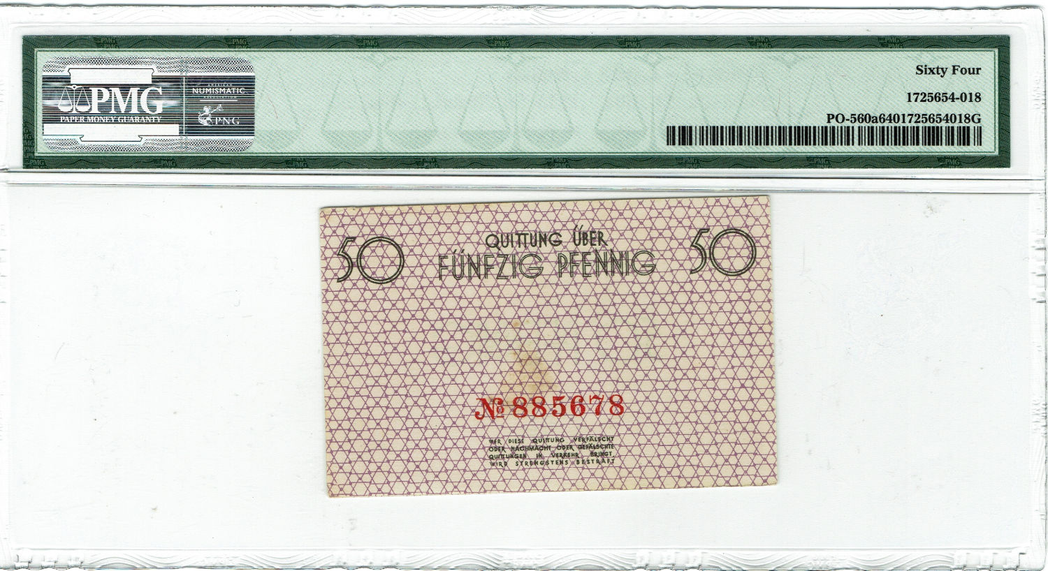 Polan - 50 pfenning - 1940 - ghetto Lodz - PMG 64 EPQ - 1 1