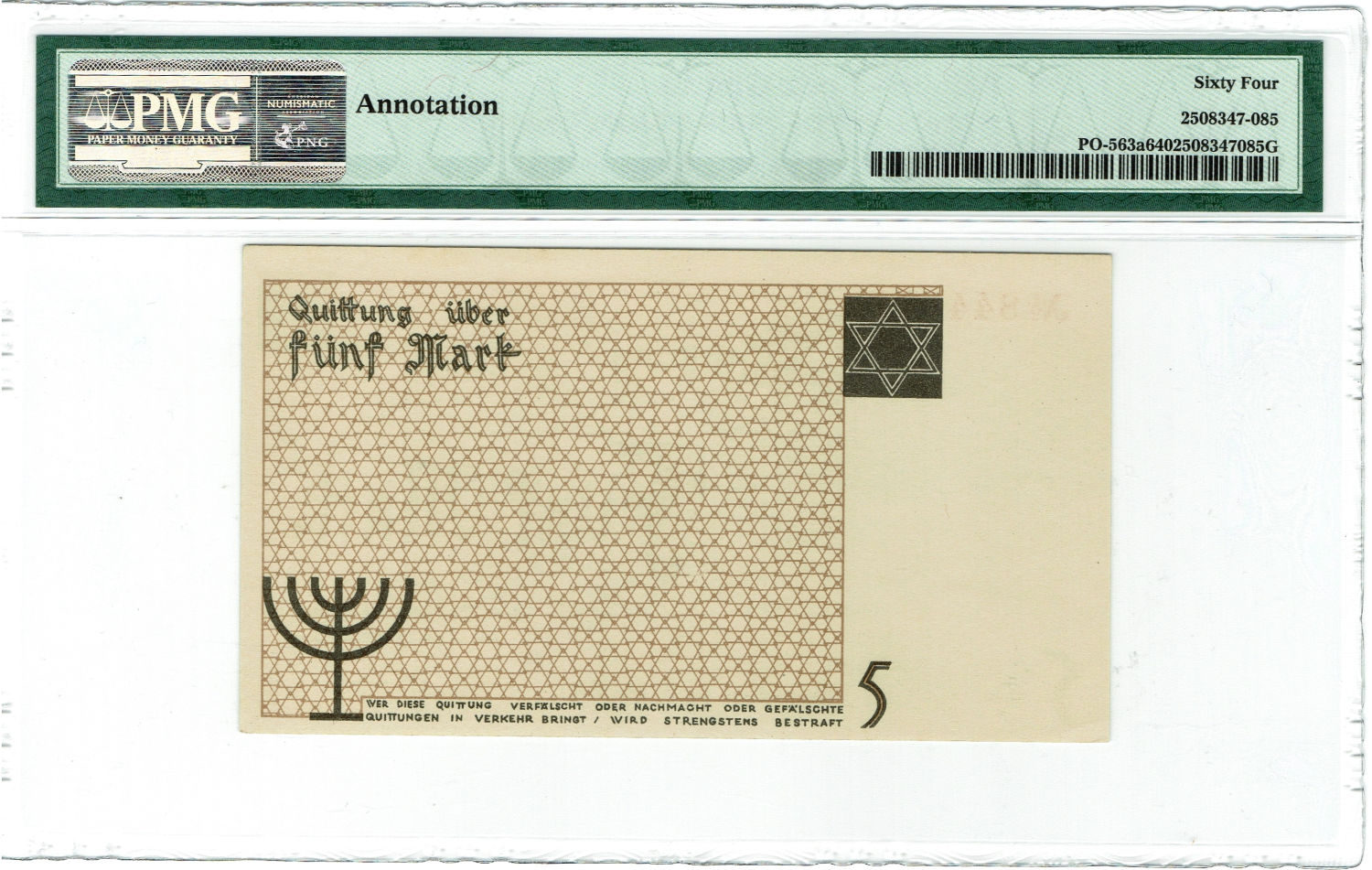 Poland - 5 mark 1940 - ghetto Lodz - PMG UNC 64 - 1 1
