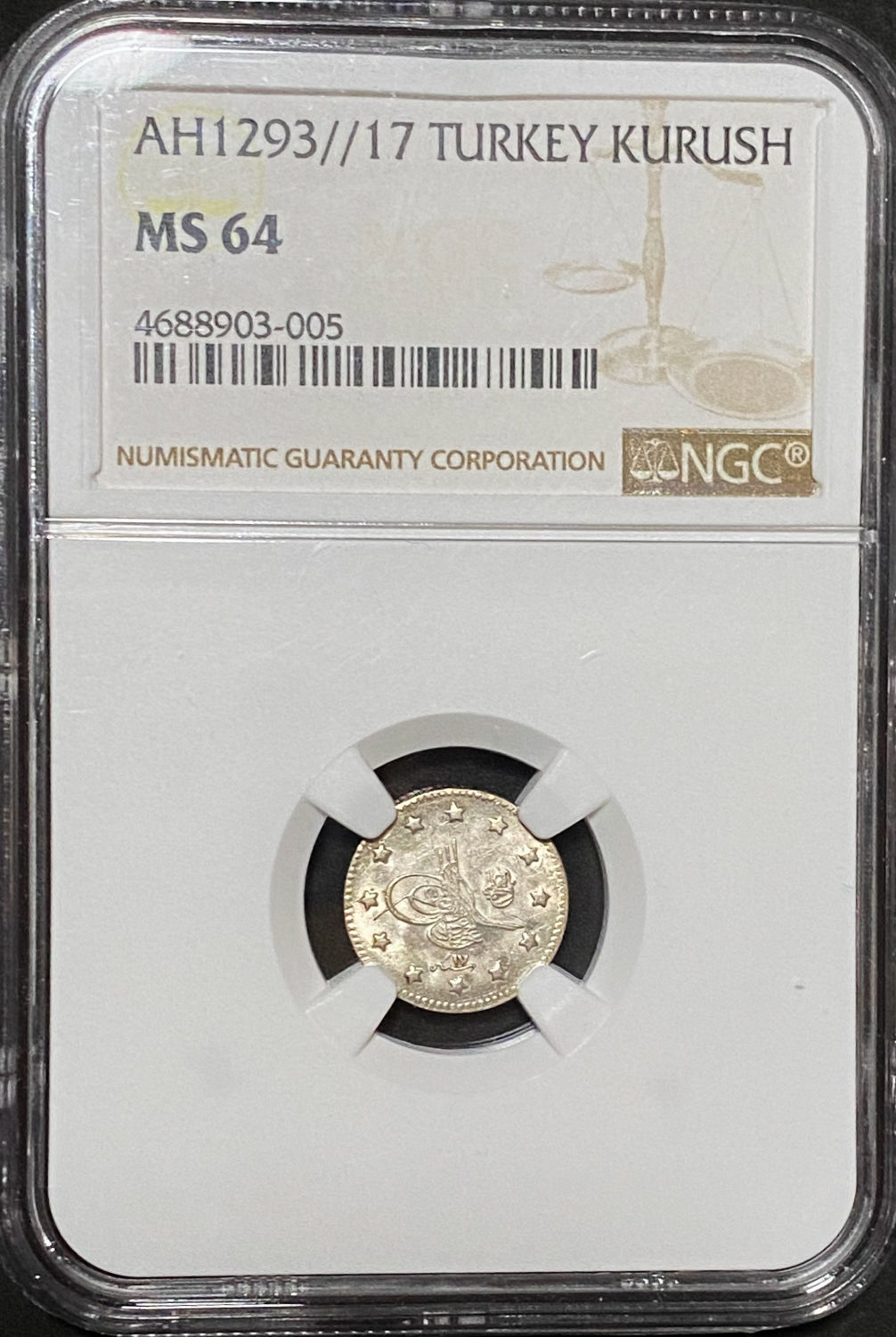 Turkey - Ottoman Empire - 1 Kursh 1875 - NGC MS 64 - 1 2