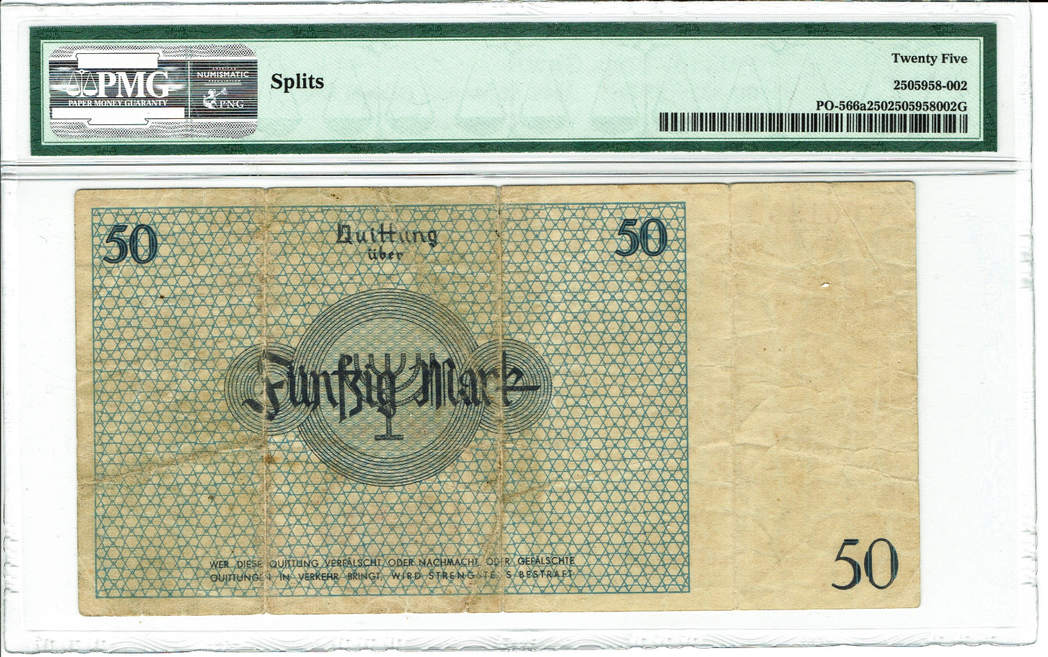 Poland - 50 mark 1940 - ghetto Lodz - PMG VF 25 - 1 1