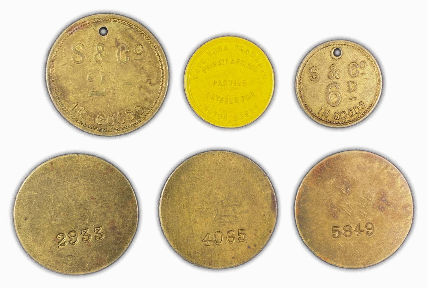Africa - 6 Tokens Lot - Brink Bros BPK - Were used as a substitute for small money - the ... - 1 1