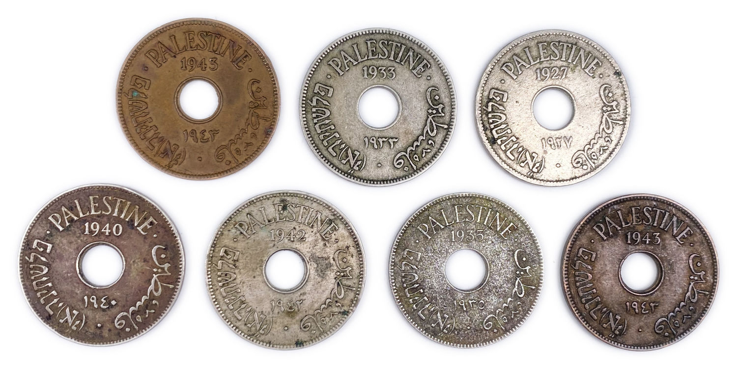 Palestine - Lot of 7 coins of 10 Mils 1927, 1933, 1935, 1940, 1942, 1943 - F-VF
MIL ... - 1 0