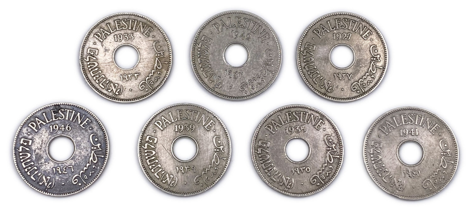 Palestine - Lot of 7 coins of 10 Mils 1927, 1933, 1935, 1939, 1941, 1942, 1946 - F-VF
... - 1 0