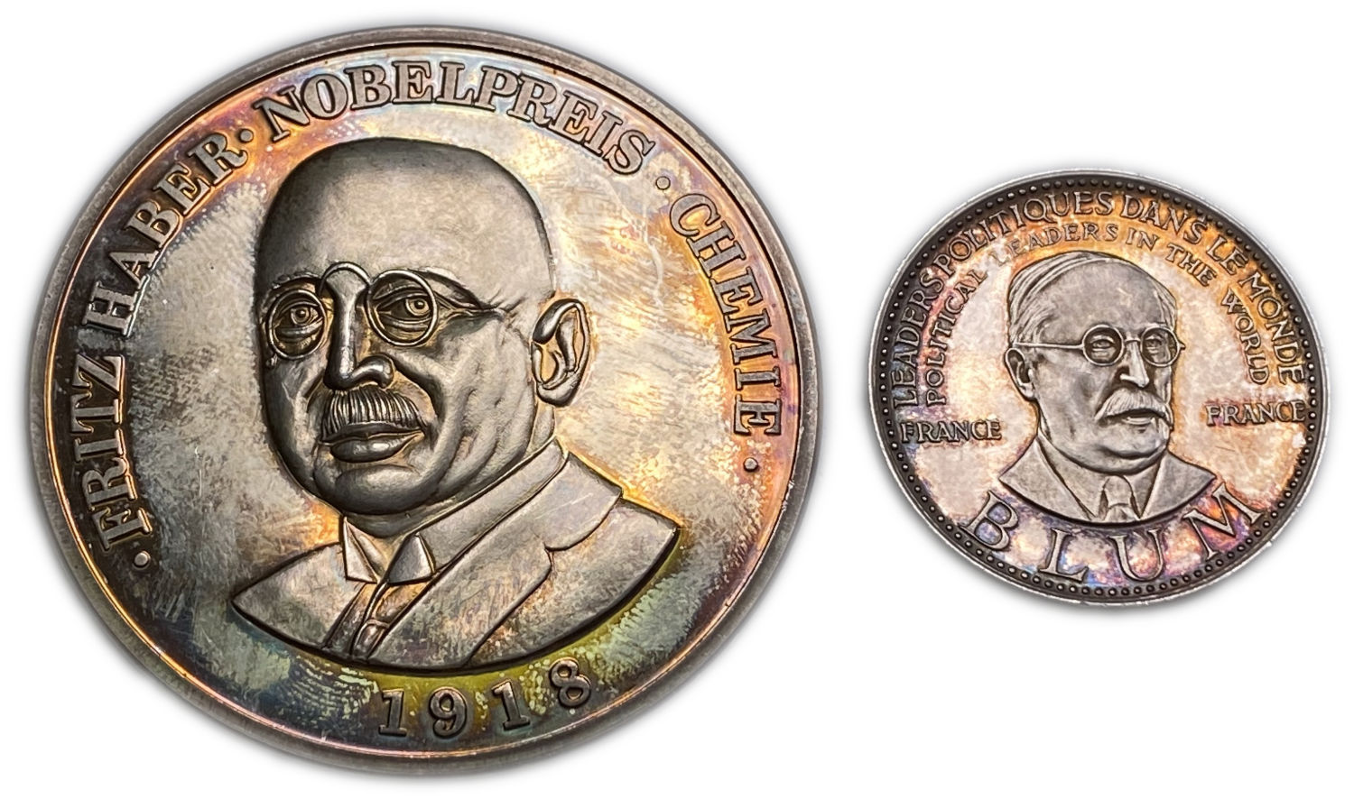 World - a pair of silver medals, Jewish personal - silver 999, 49.79 g, 13.2 g, 30 mm and 50 ...