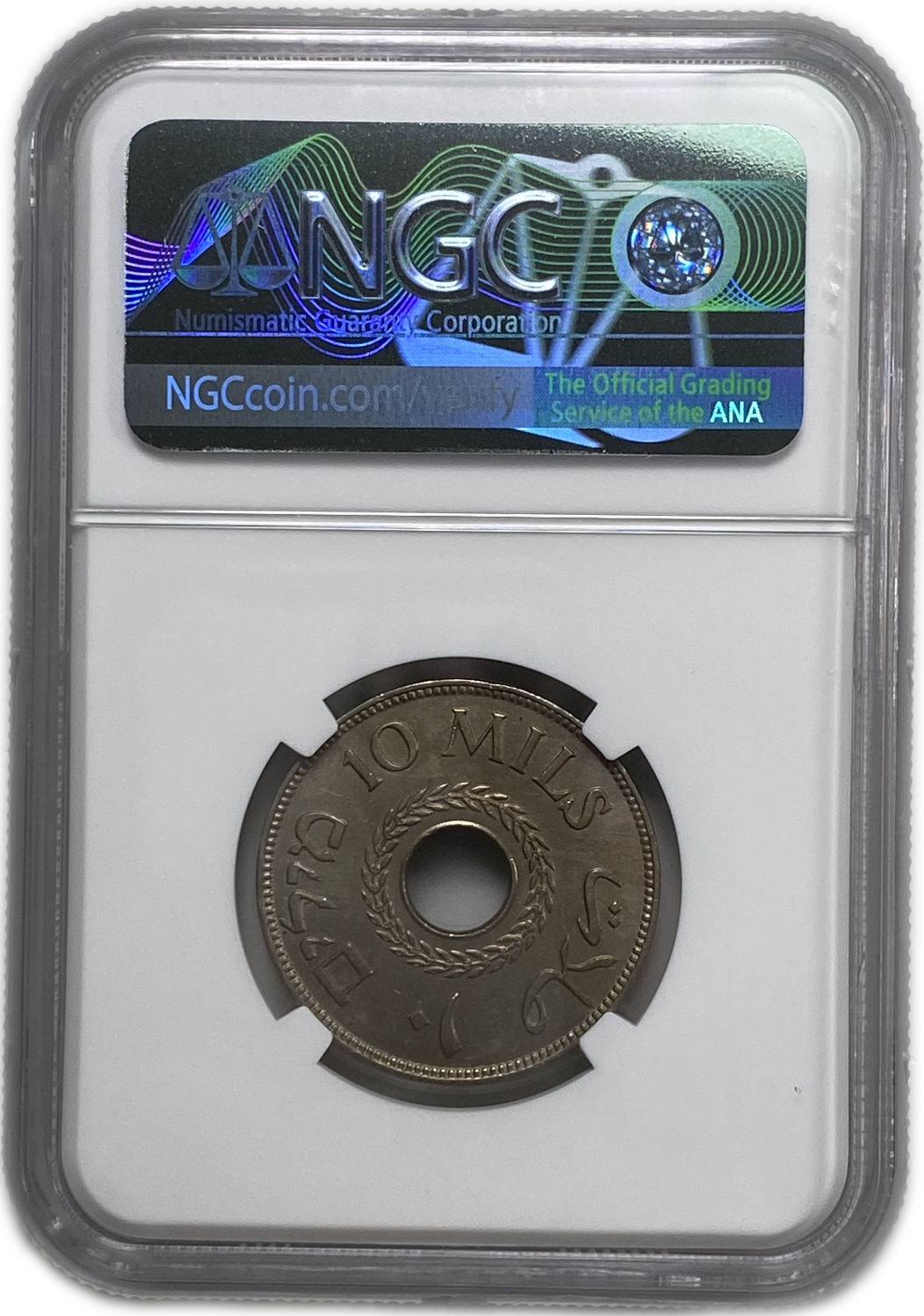 Palestine - 10 Mils 1933 - NGC UNC DETAILS
MIL, was the Hebrew name of the coin that was legal in ... - 1 3