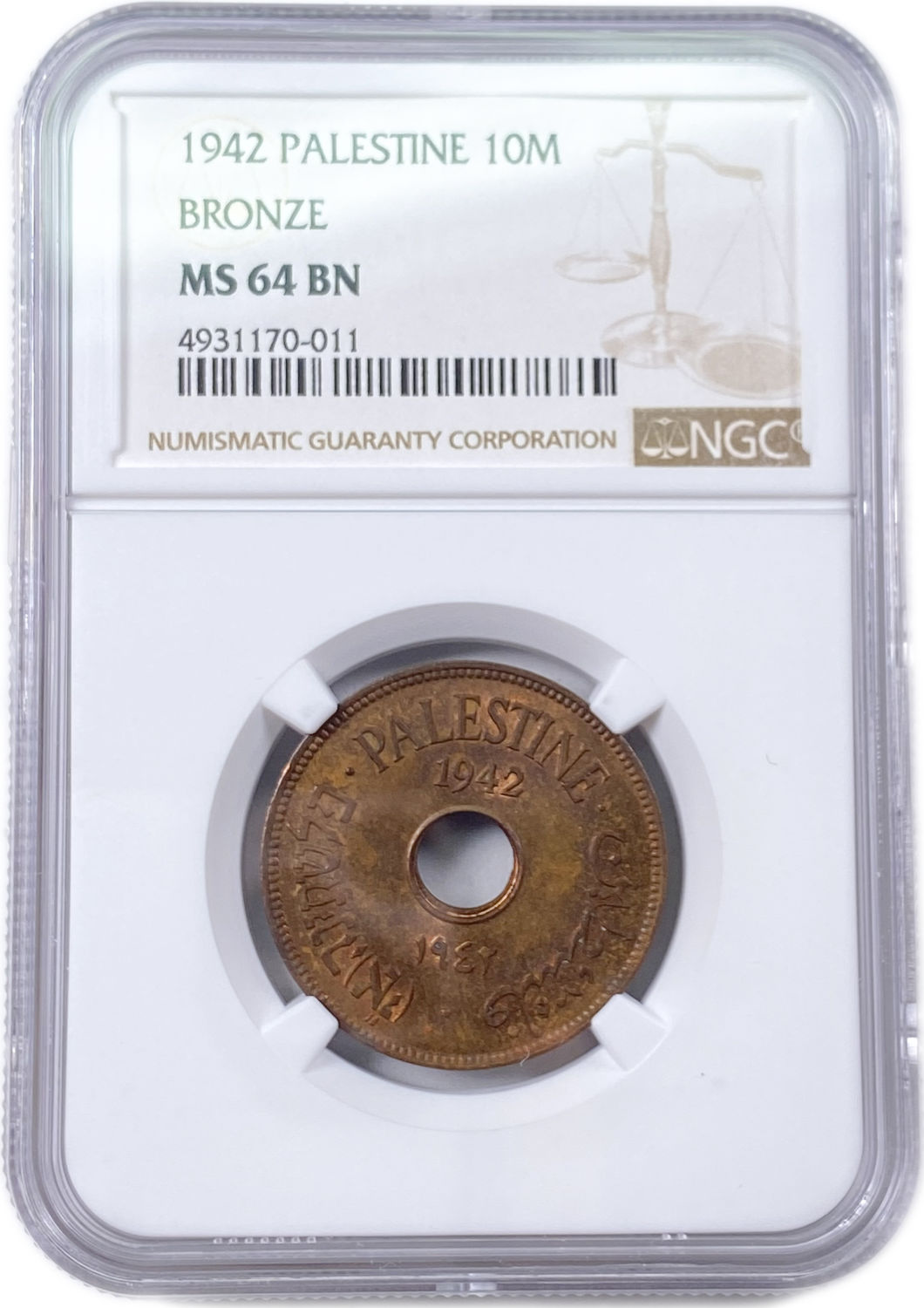 Palestine - 10 Mils 1942 - NGC MS 64 BN
MIL, was the Hebrew name of the coin that was legal in ... - 1 2