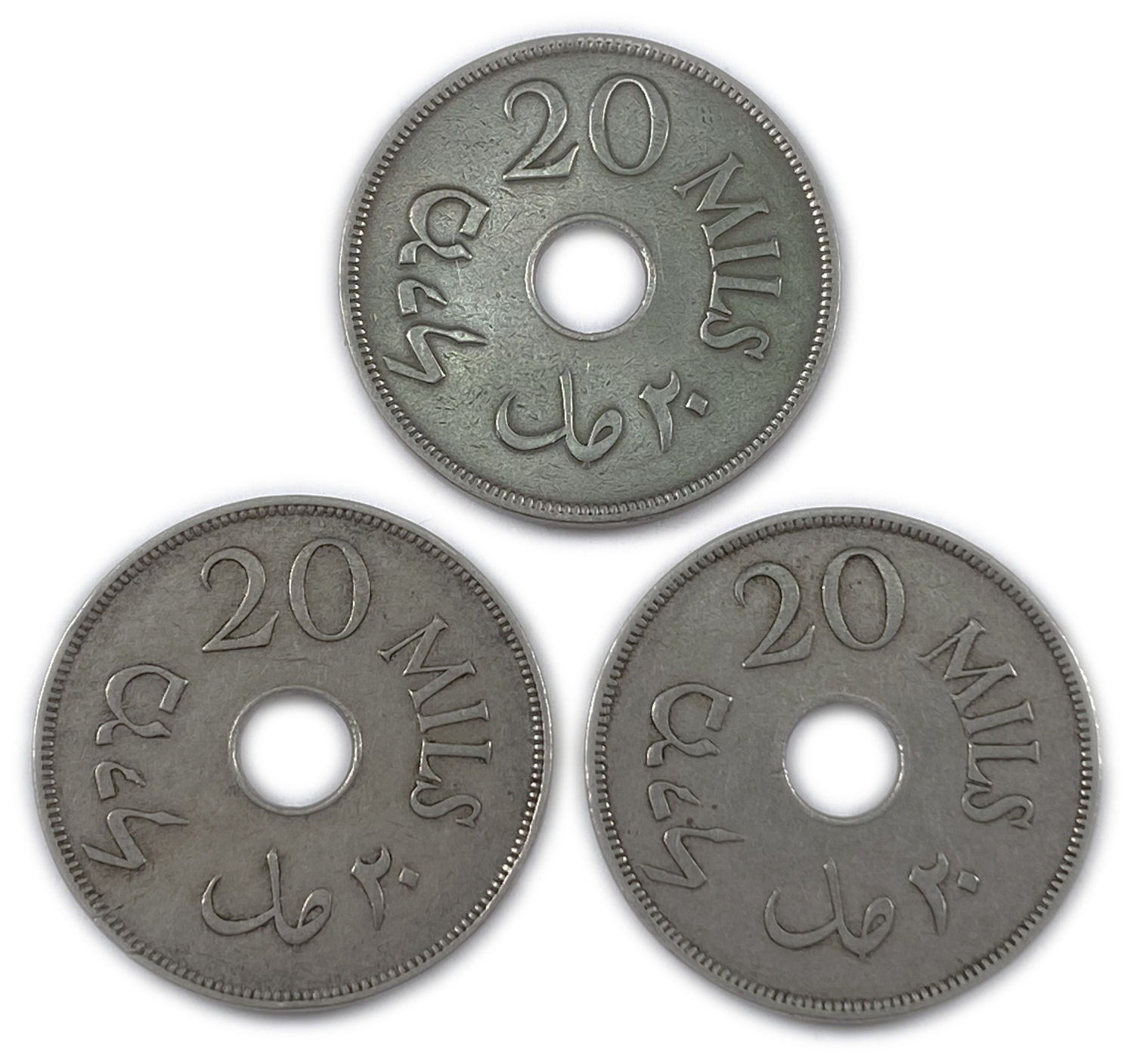 Palestine - 3 Coins of 20 Mils 1933 - VF
MIL, was the Hebrew name of the coin that ... - 1 1