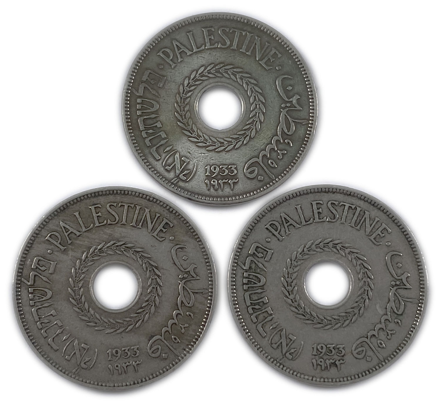 Palestine - 3 Coins of 20 Mils 1933 - VF
MIL, was the Hebrew name of the coin that ... - 1 0