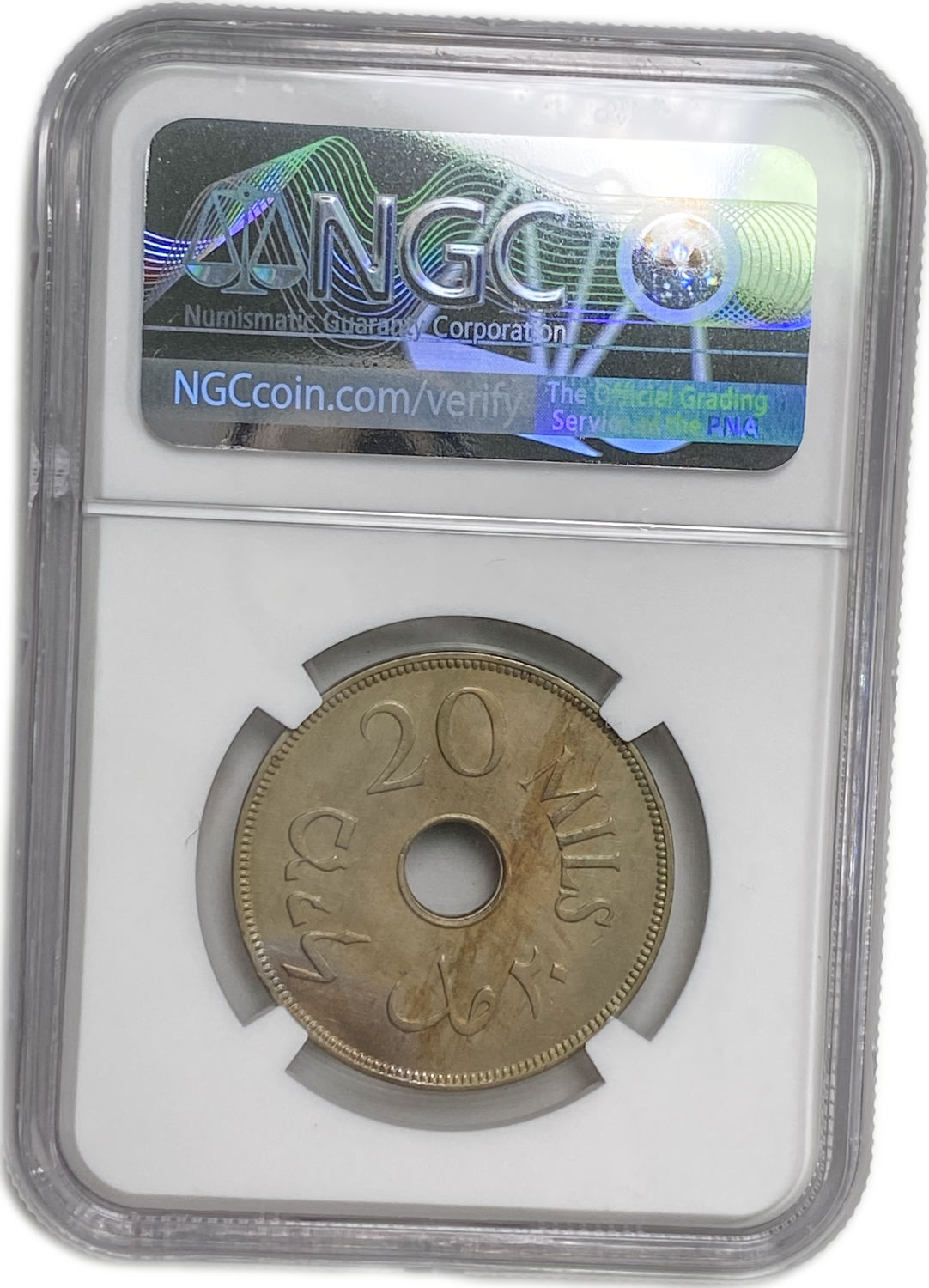 Palestine - 20 Mils 1933 - NGC AU 58
MIL, was the Hebrew name of the coin that was ... - 1 3
