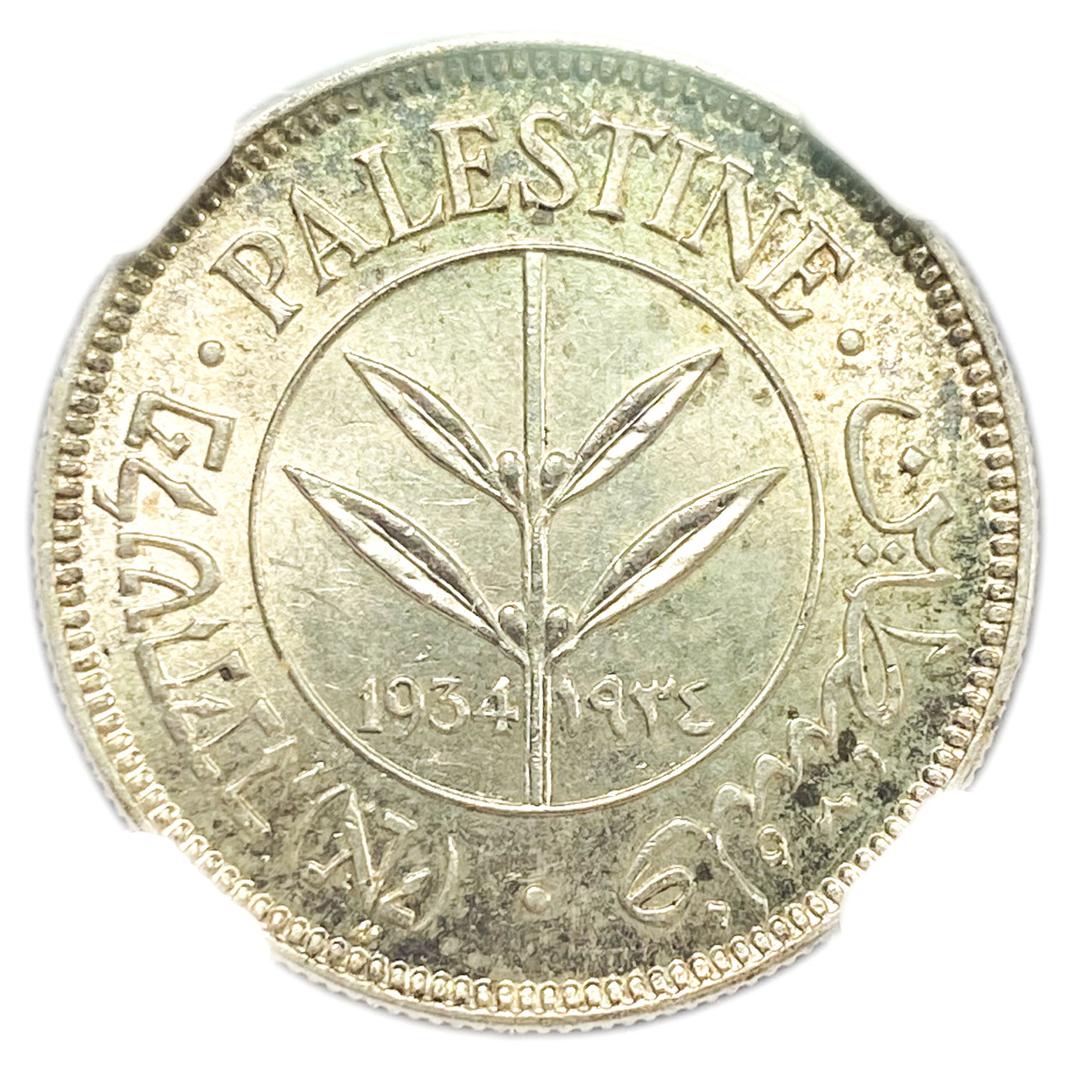 Palestine - 50 Mils 1934 - High grade, Very rare - NGC MS 65
Mil was the Hebrew name ... - 1 4