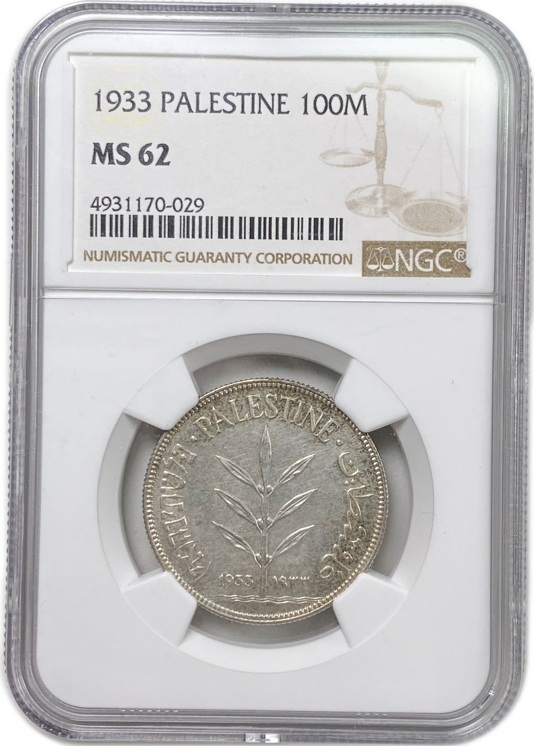 Palestine - 100 Mils 1933 - NGC MS 62
Mil, was the Hebrew name of the coin that was ... - 1 2
