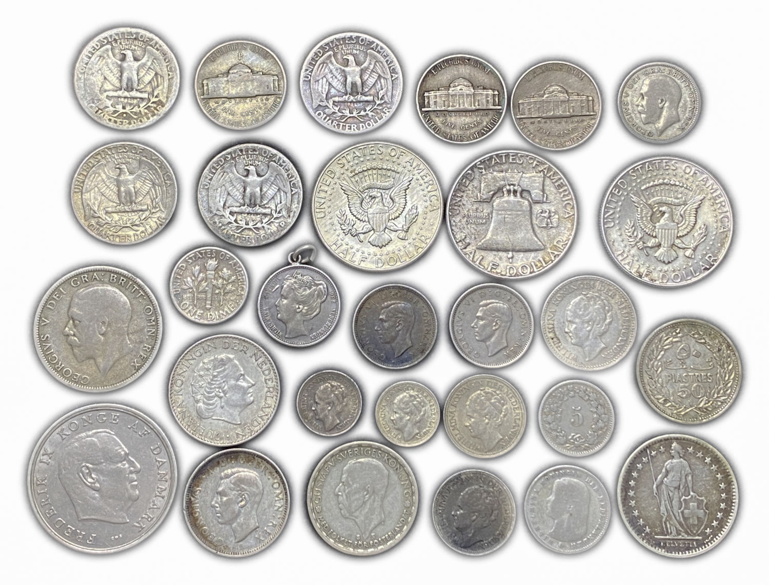 World - Lot of 29 world silver coins - weights, values, years and different situations - 1 1