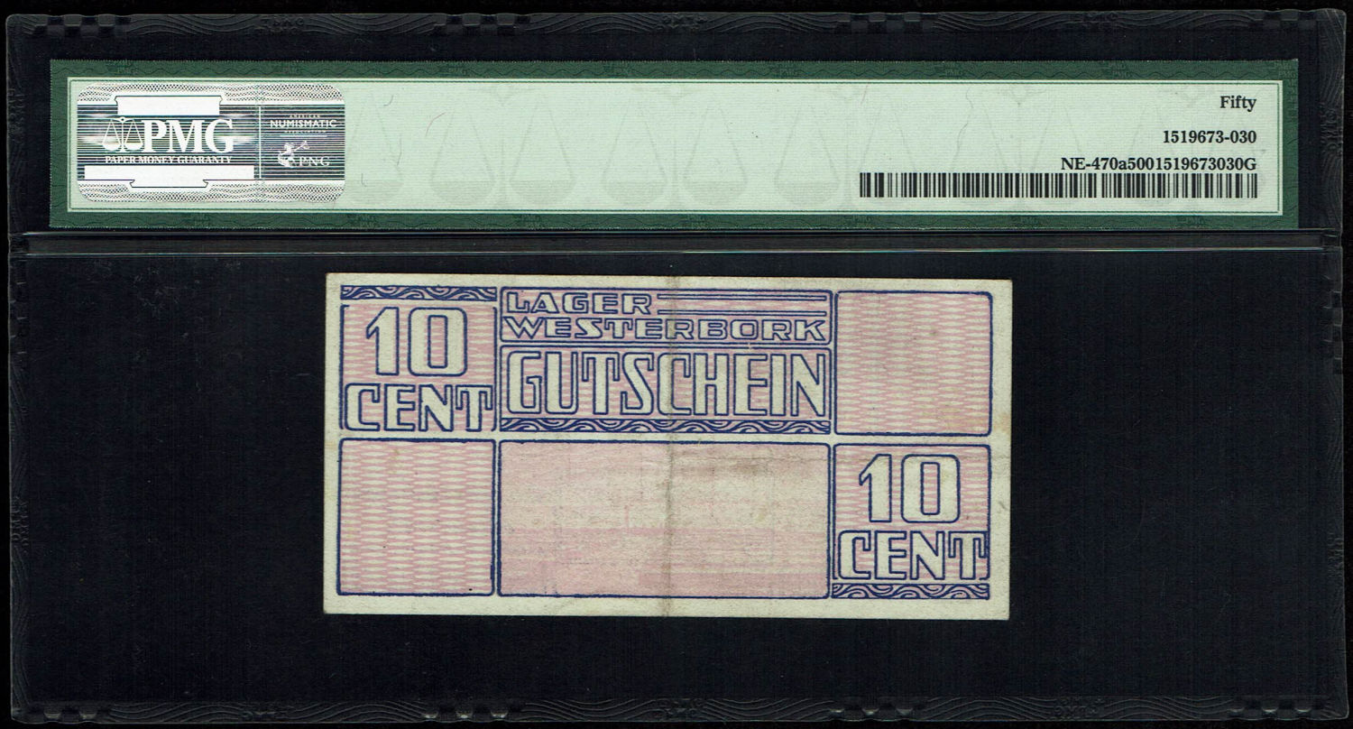 Netherlands - 10 cents 1944 - Westerbork camp - PMG AU 50
Westerbork voucher, acquired by Harry ... - 1 1