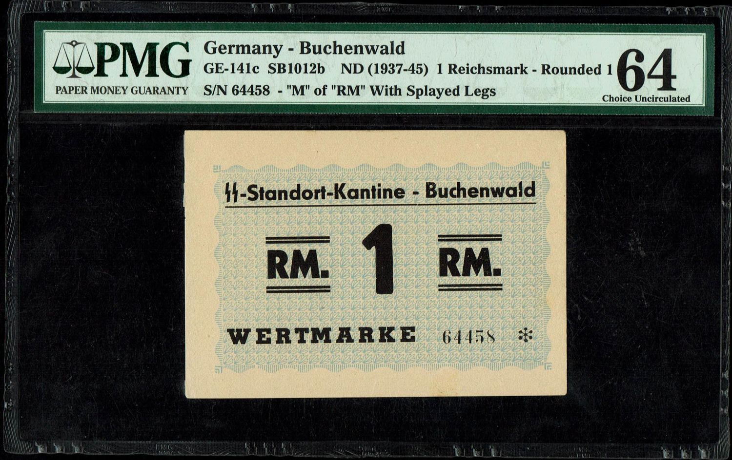 Germany - 1 Reichsmark - 1937-1945 - Buchenwald camp - Rounded "1" - PMG 64
prisoner of war canteen ... - 1 0
