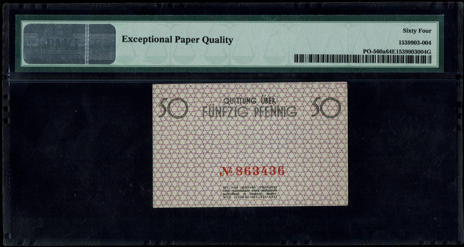 Poland - 50 pfenning - 1940 - ghetto Lodz - PMG 64 EPQ
50 pfennig receipt issued in the Lodz ghetto ... - 1 1
