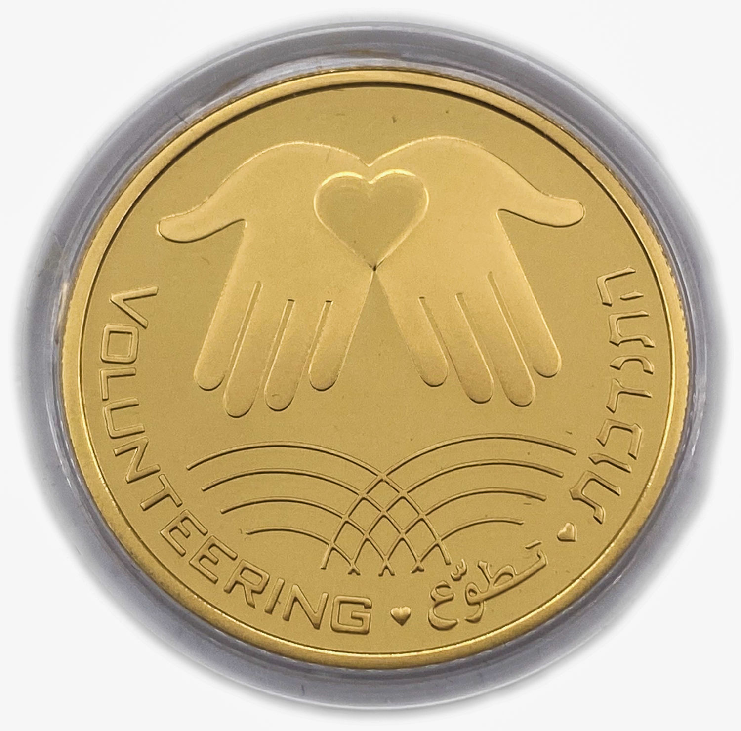 Israel - Volunteering , Independence Day 10 Shekels Coin 2002 - 54th Anniversary - Gold 916, 16.96g, 30mm - ... - 1 1