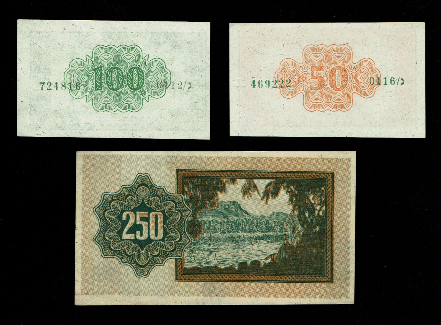Israel - Lot of 3 banknotes - 50, 100 and 250 Pruta 1952 - UNC
In 1952 it was decided to issue, in ... - 1 1