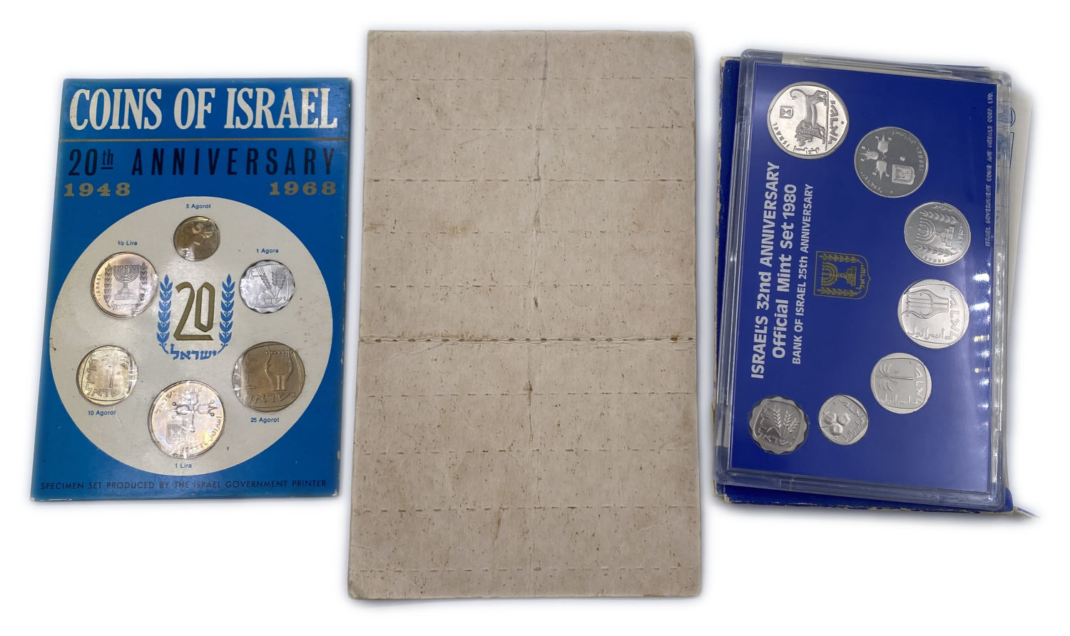 Israel - Lot of 3 sets of coins from the new Shekel series (first series) and the Lira and Pruta series - 1 1