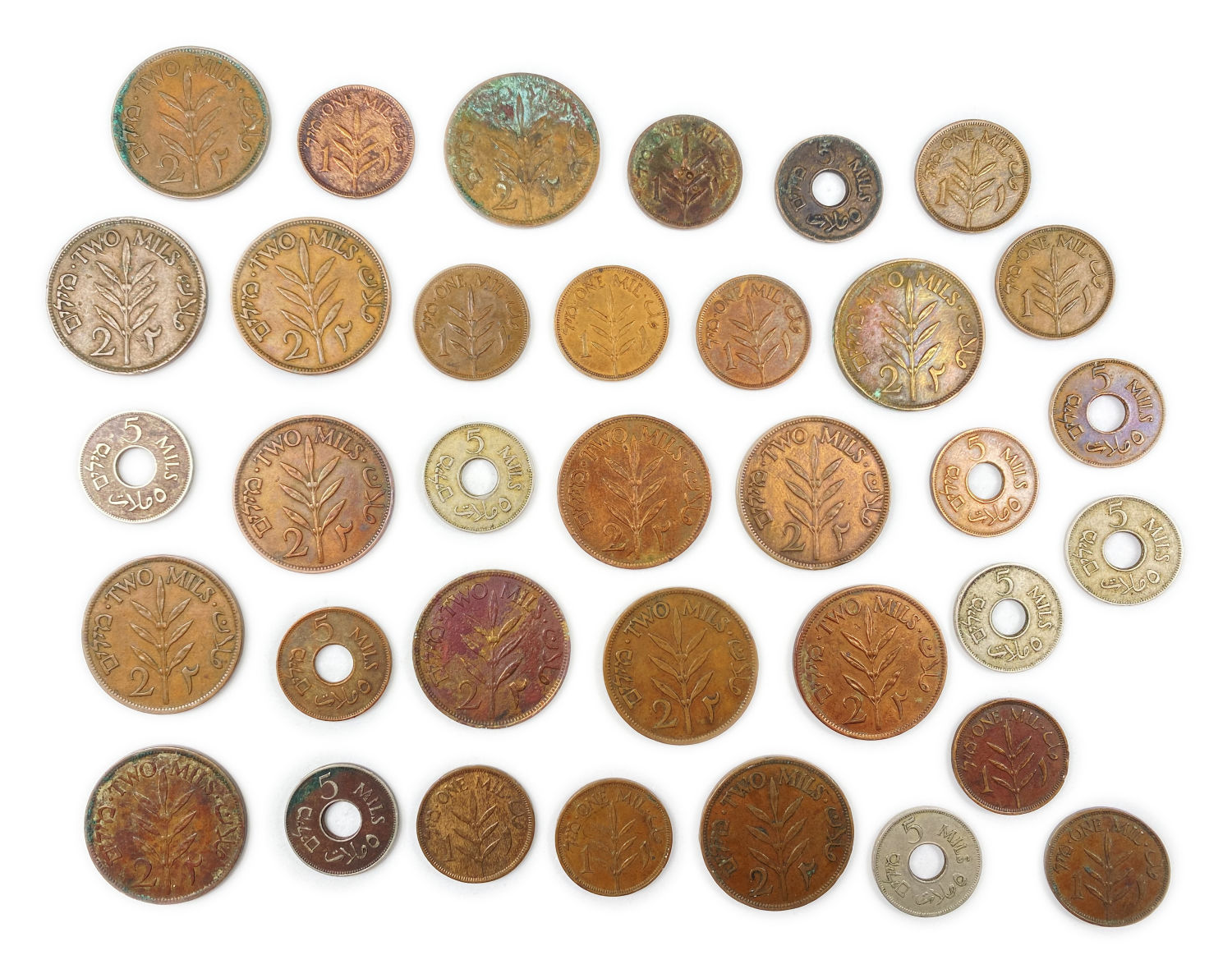 Palestine - Lot of 35 mandate coins - 1, 2 and 5 Mils, Diffrent years - F-VF
... - 1 1