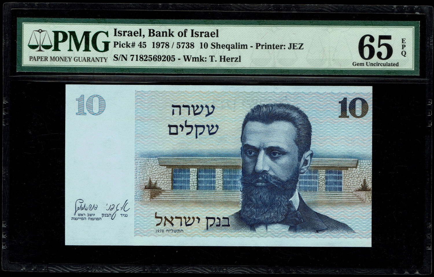 Israel - 10 Sheqalim 1978 - PMG 65 EPQ
The shekel series replaced the Israeli pound and includes ... - 1 0