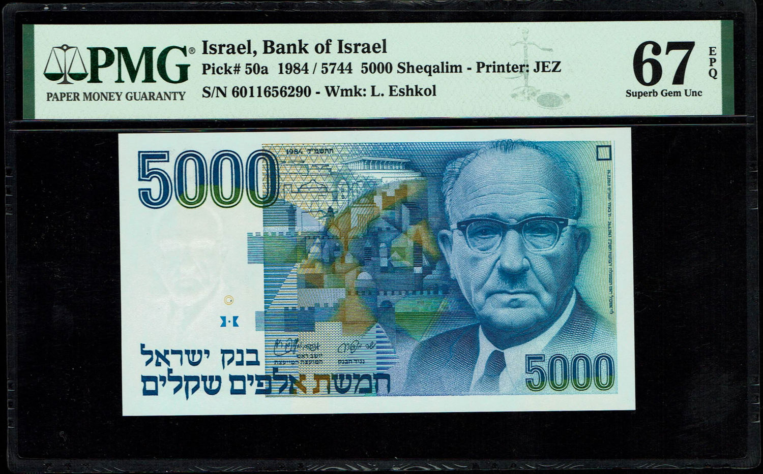 Israel - 5,000 Shekels 1984 - PMG 67 EPQ
The shekel series replaced the Israeli pound and includes ... - 1 0