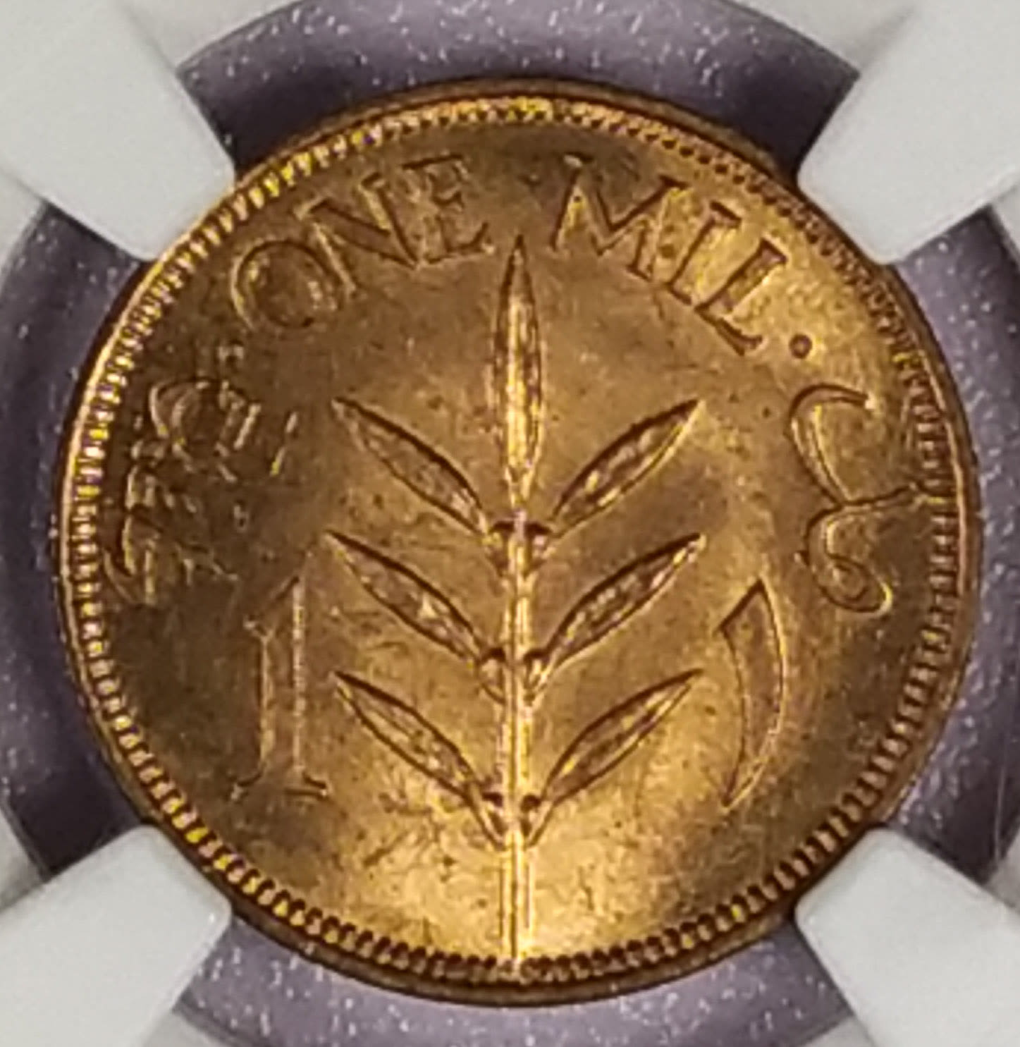 Palestine - 1 Mil 1927 - NGC 65 RB - 1 1