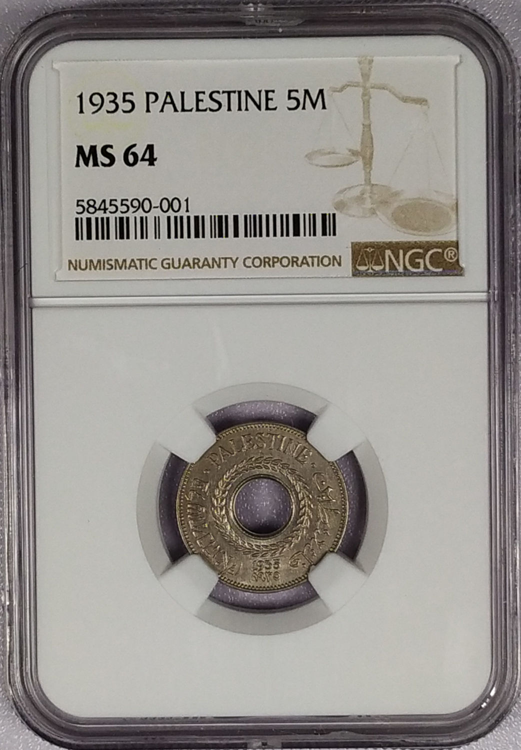 Palestine - 5 Mils 1935 - NGC 64 - 1 2