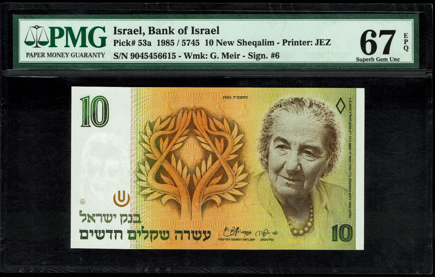 Israel - 10 New Shekel 1985 - PMG 67 EPQ
In 1985, following high inflation, it was decided to ... - 1 0