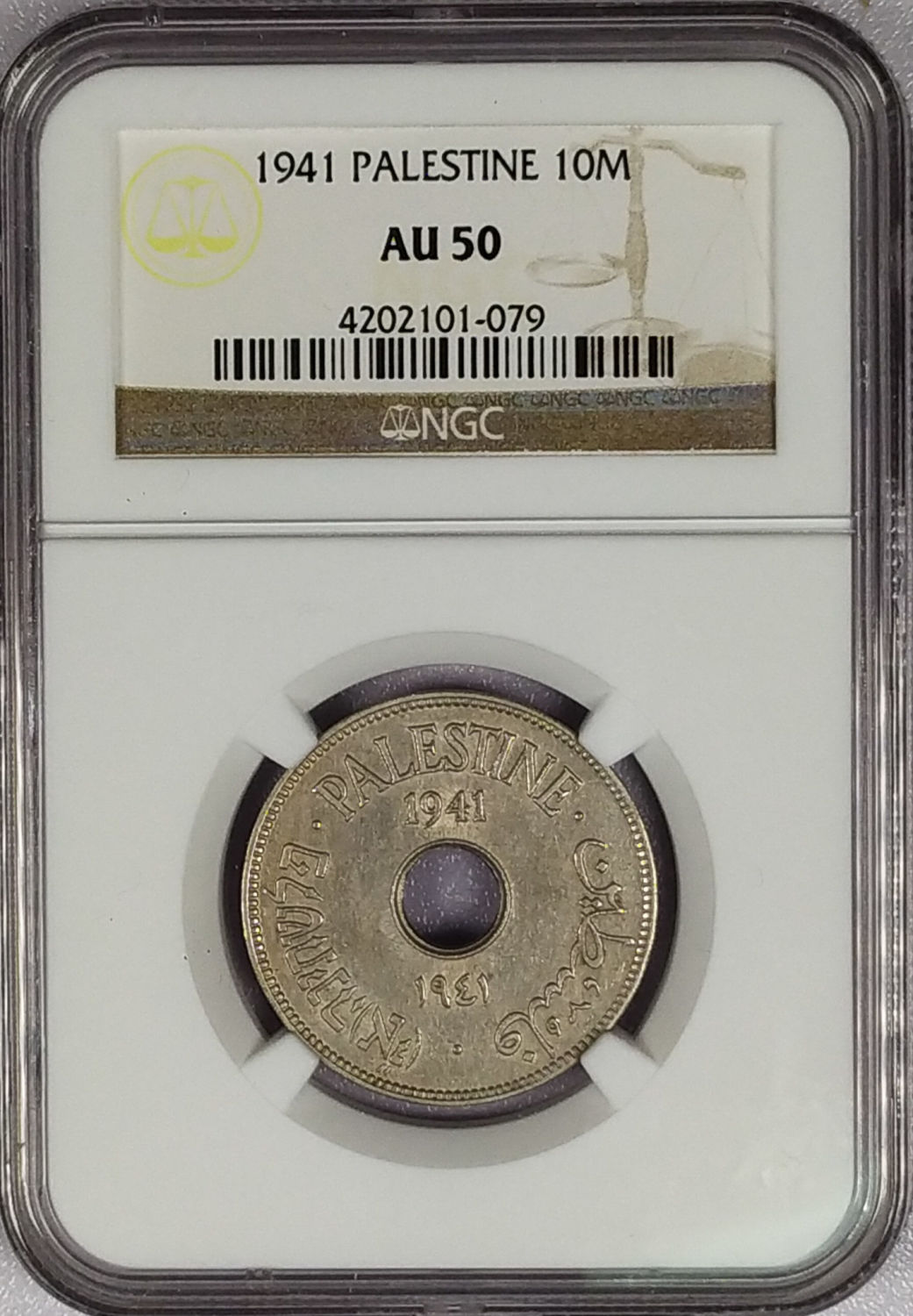 Palestine - 10 Mils 1941 - NGC AU 50 - 1 2