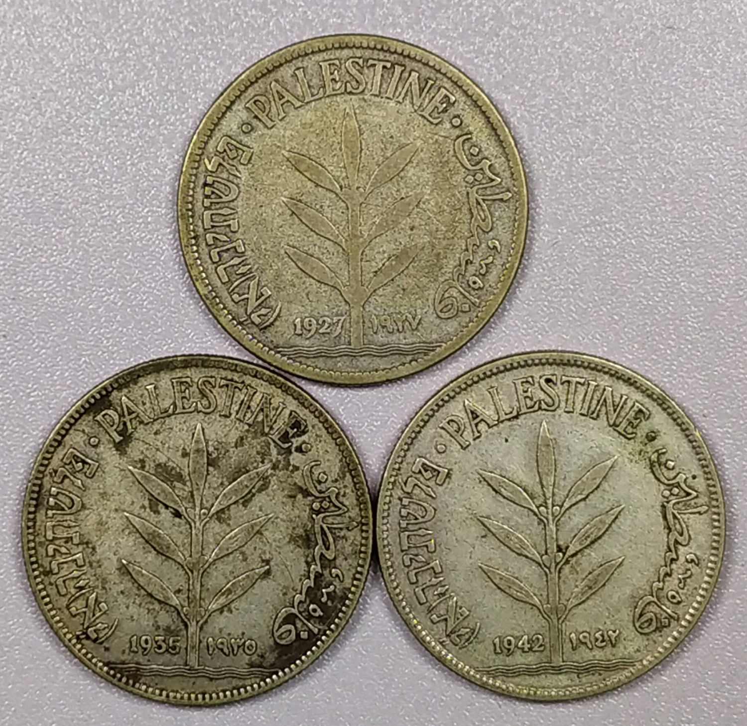 Palestine - Lot 3 coins of 100 Mils - 1927, 1935, 1942 - 1 0