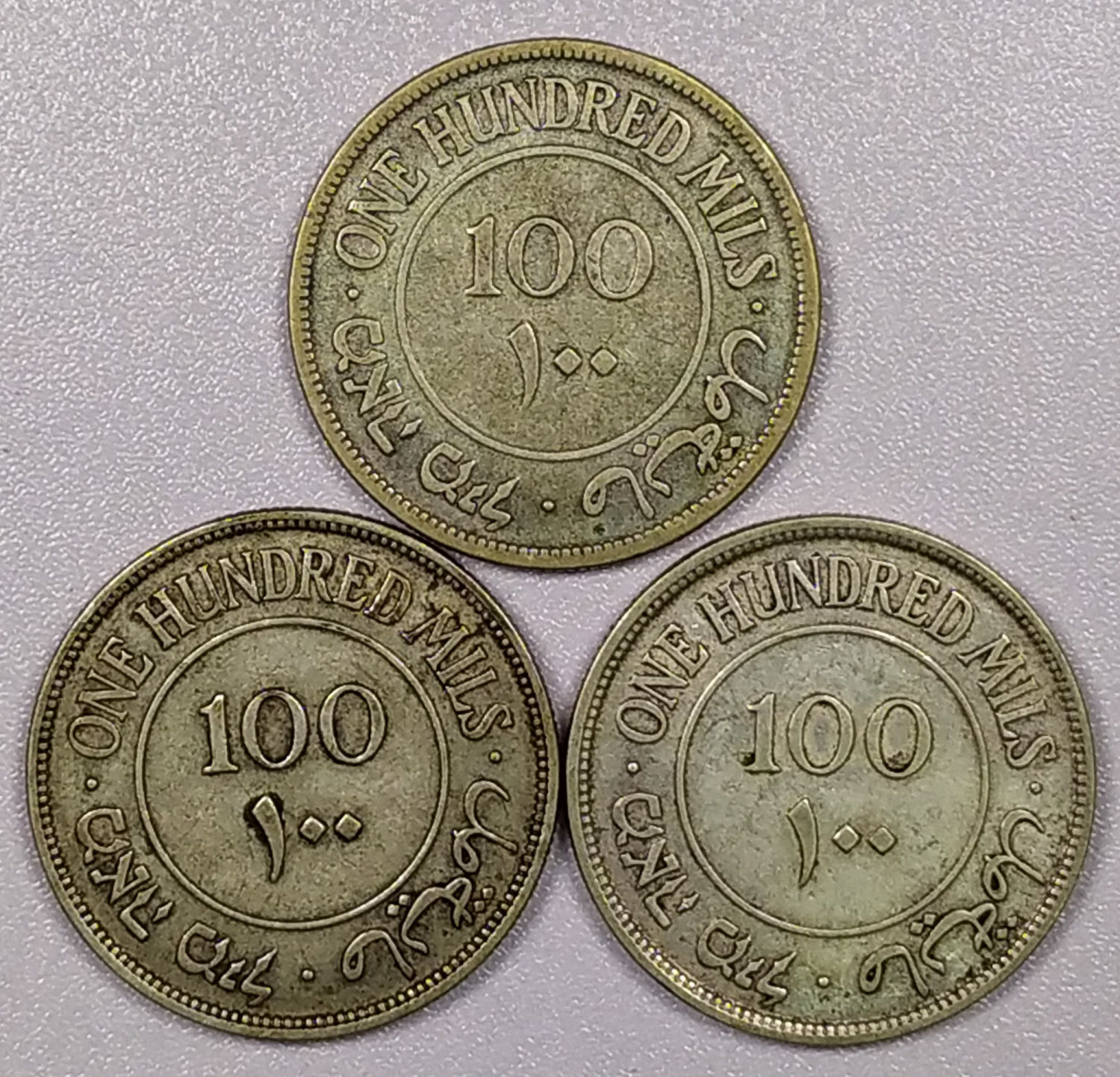 Palestine - Lot 3 coins of 100 Mils - 1927, 1935, 1942 - 1 1