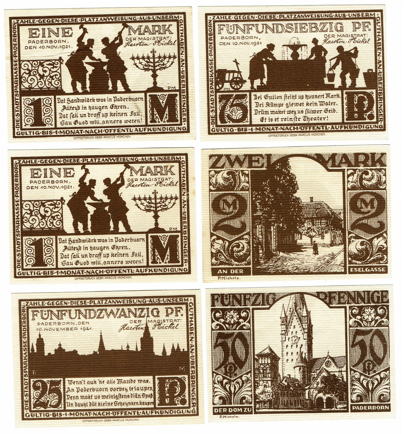 Germany - Lot of 6 Notgeld with antisemitic motif - 1 0